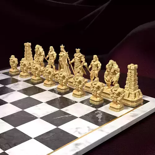 Titan Chess Set  Giants  Gods Mythology 3D Game Ready