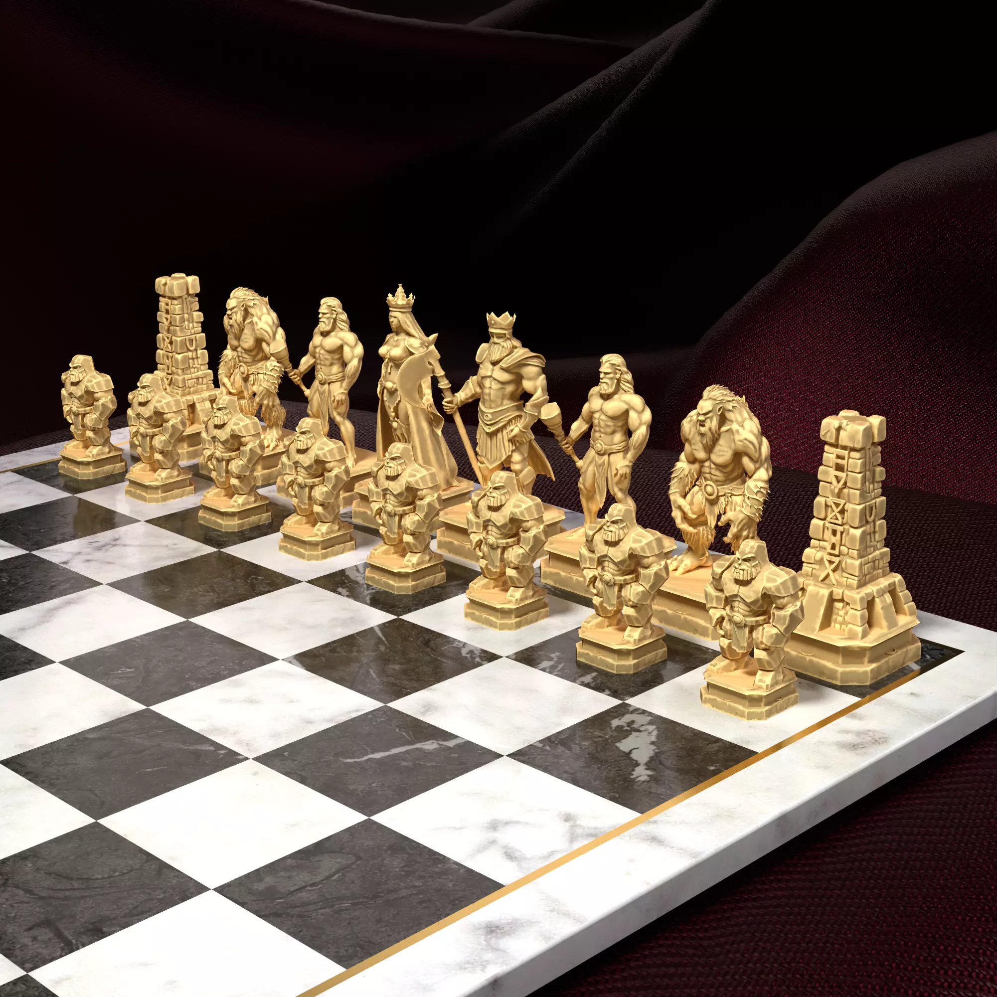Titan Chess Set Giants Gods Mythology 3D Game Ready 3D print model