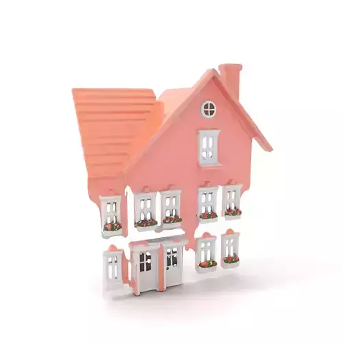Charming Pink Dollhouse Model Pack Low-poly 3D model