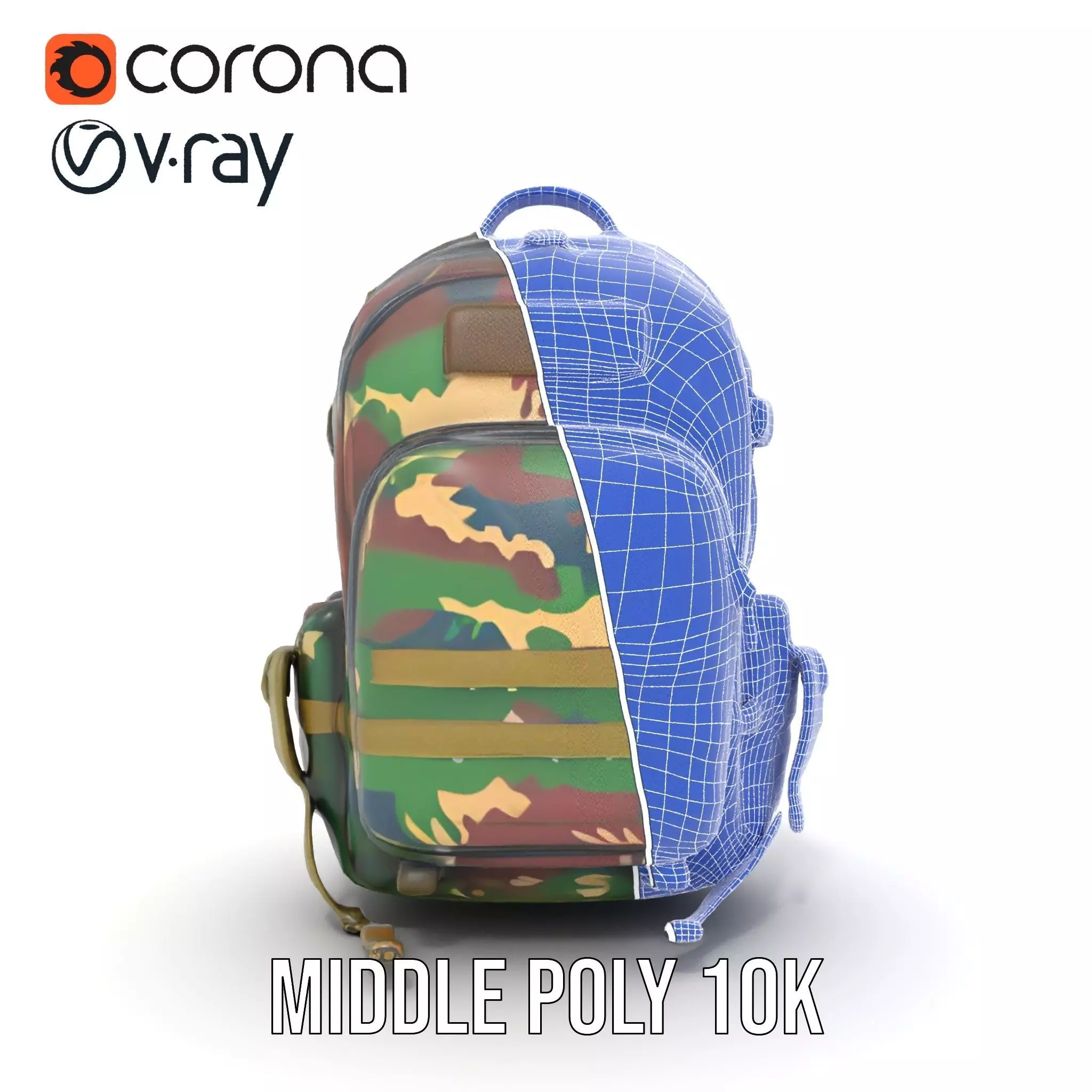 Camo Tactical Backpack model pack Low-poly 3D model_29