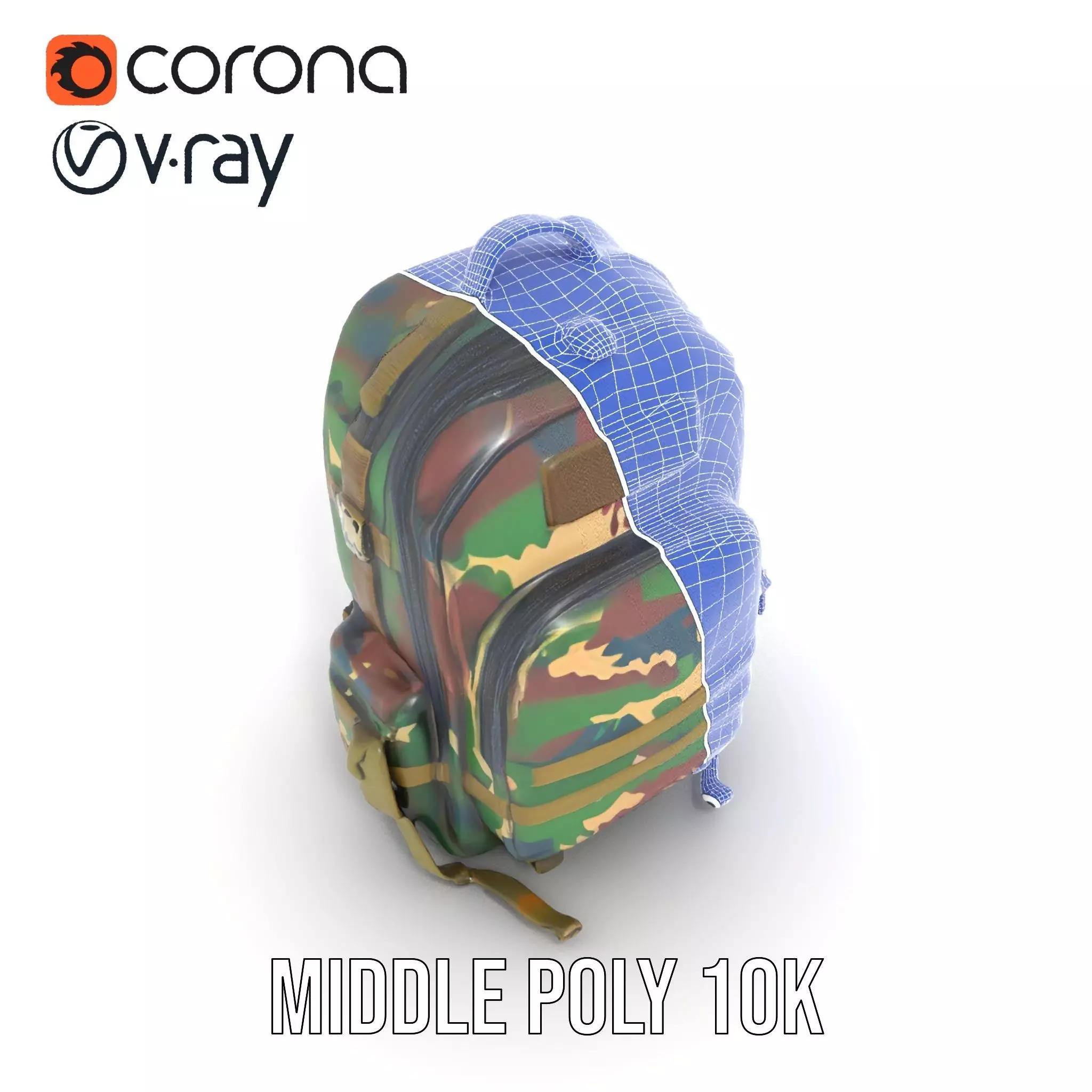 Camo Tactical Backpack model pack Low-poly 3D model_26