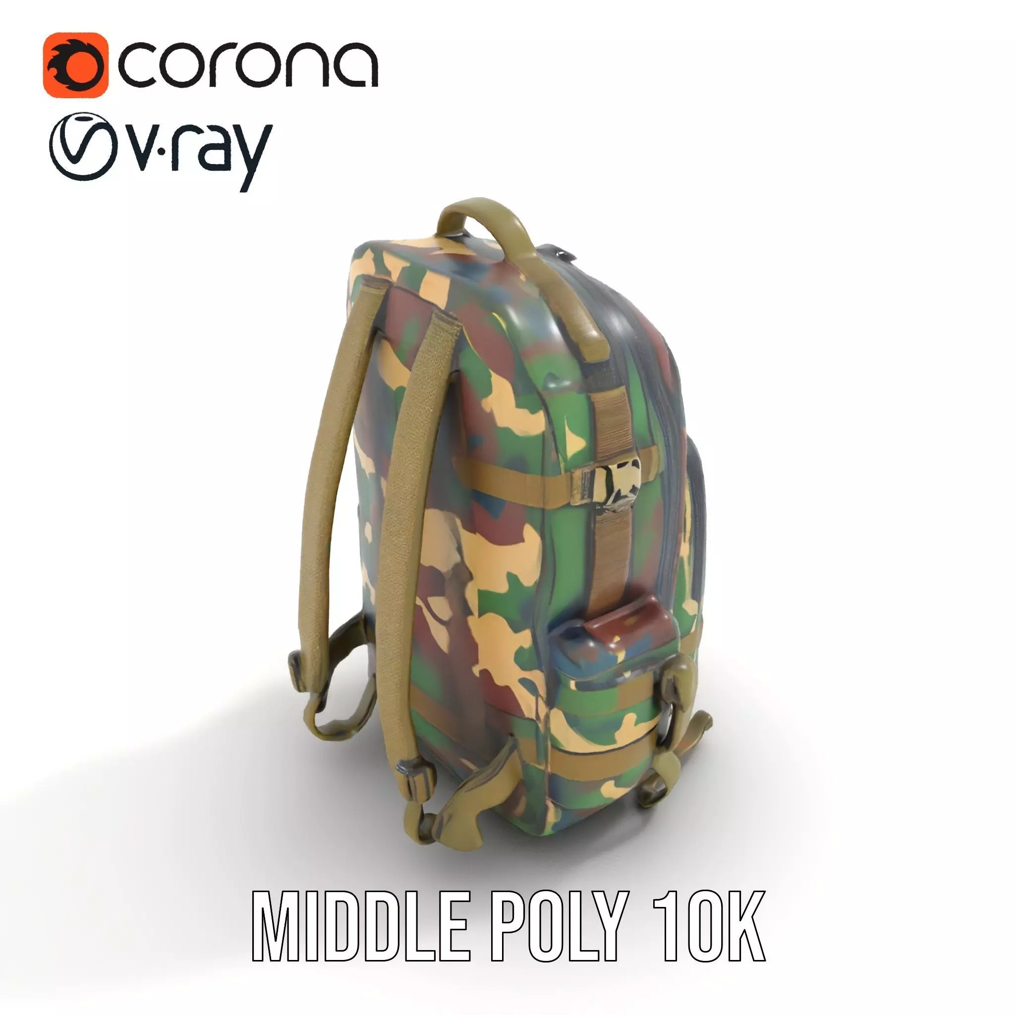 Camo Tactical Backpack model pack Low-poly 3D model_6