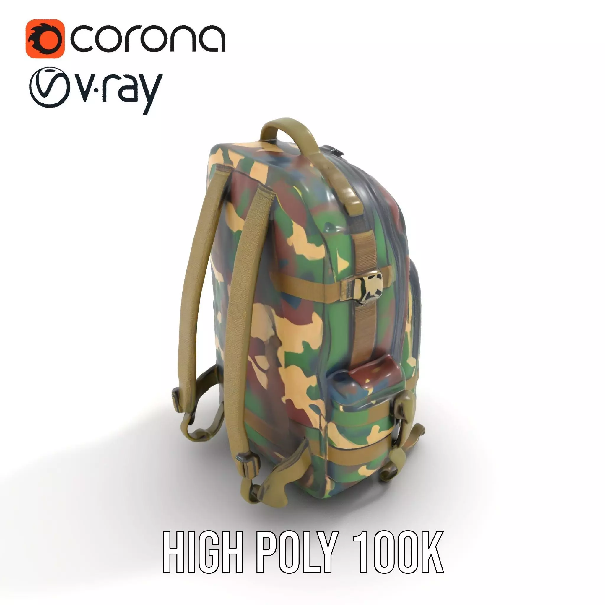 Camo Tactical Backpack model pack Low-poly 3D model_28