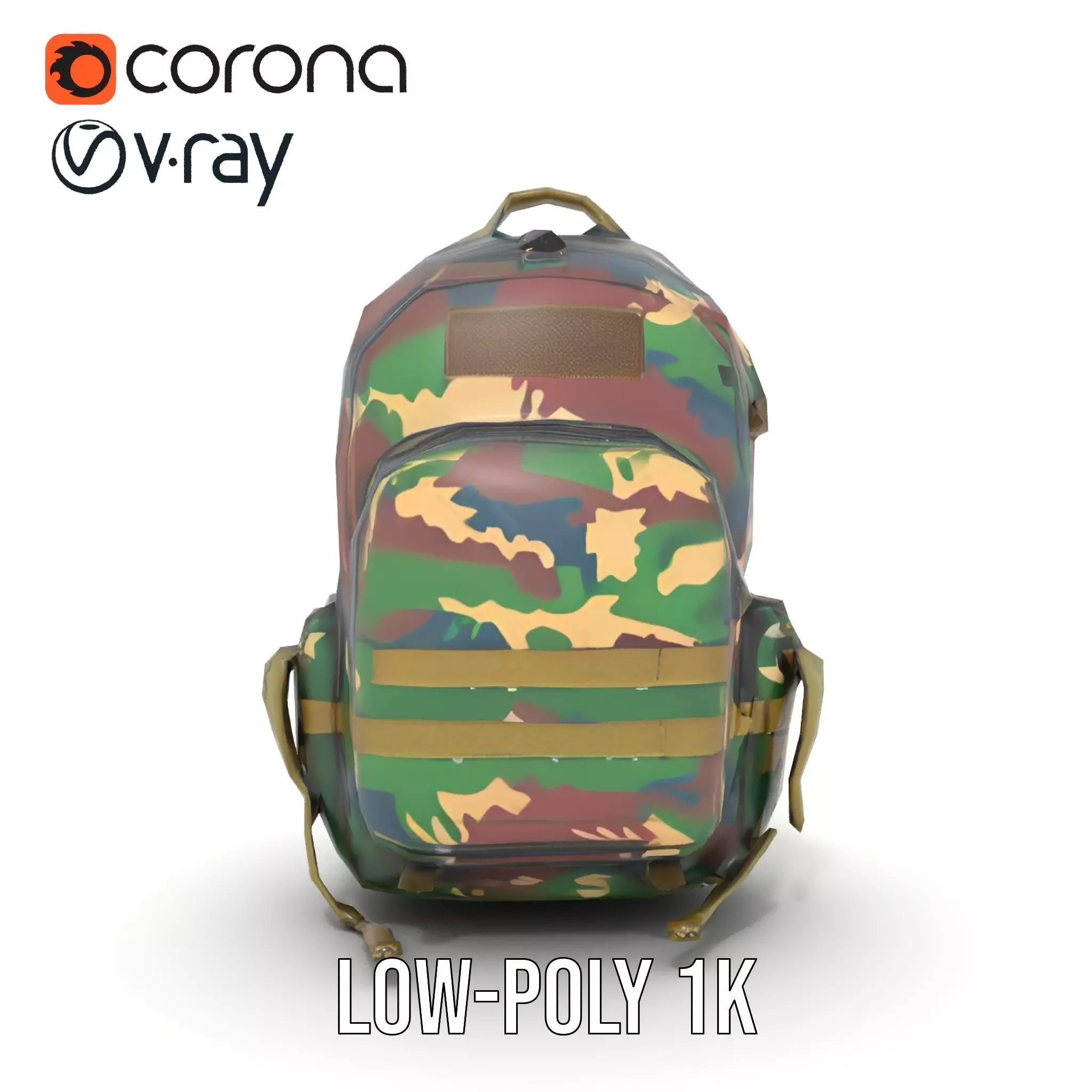 Camo Tactical Backpack model pack Low-poly 3D model_14
