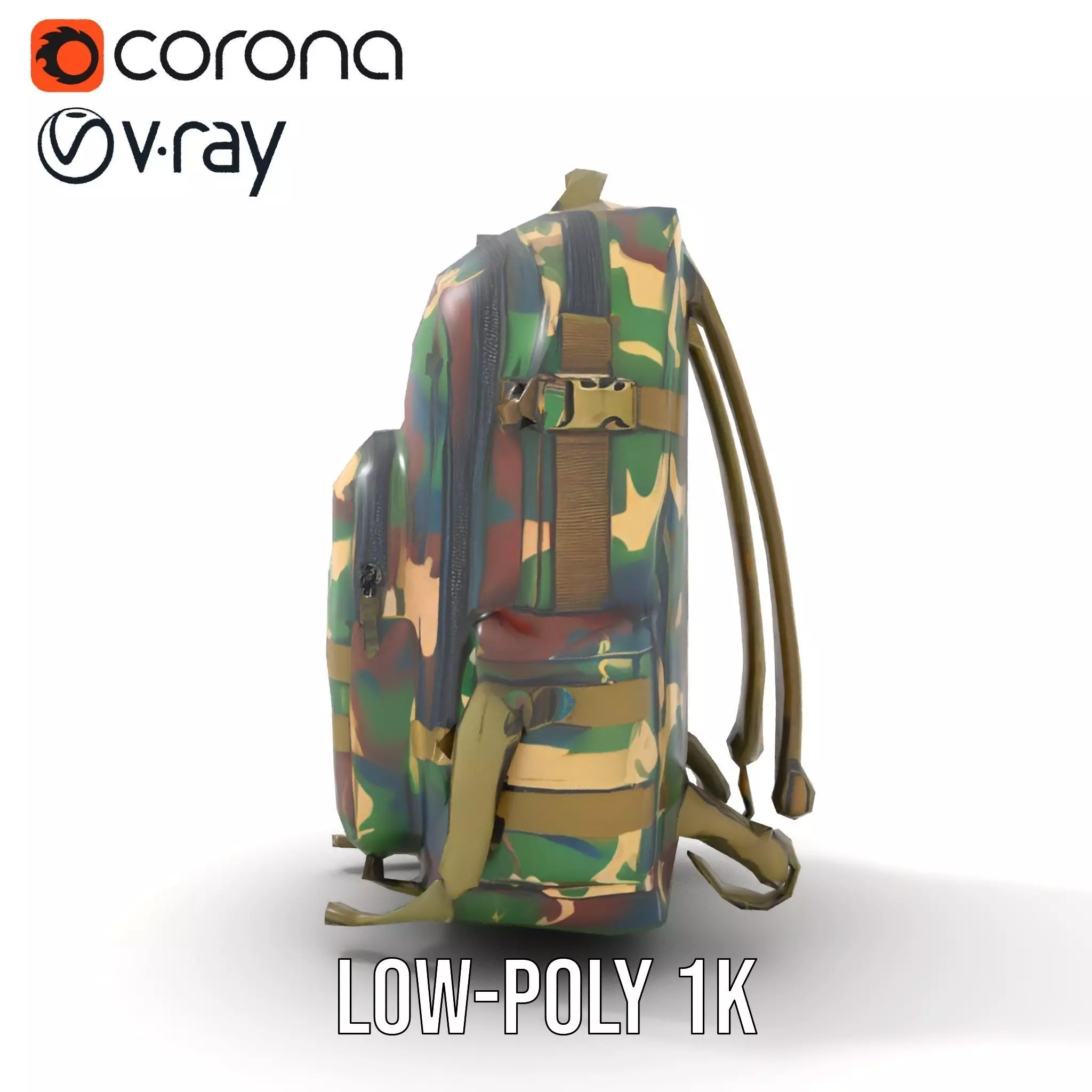 Camo Tactical Backpack model pack Low-poly 3D model_9