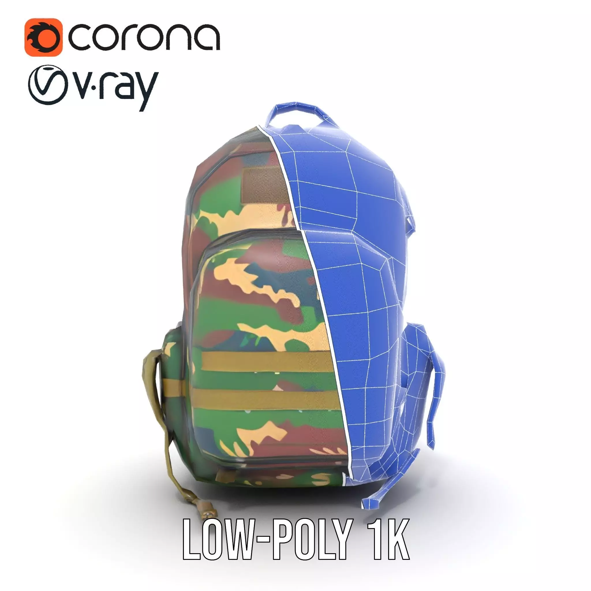 Camo Tactical Backpack model pack Low-poly 3D model_30