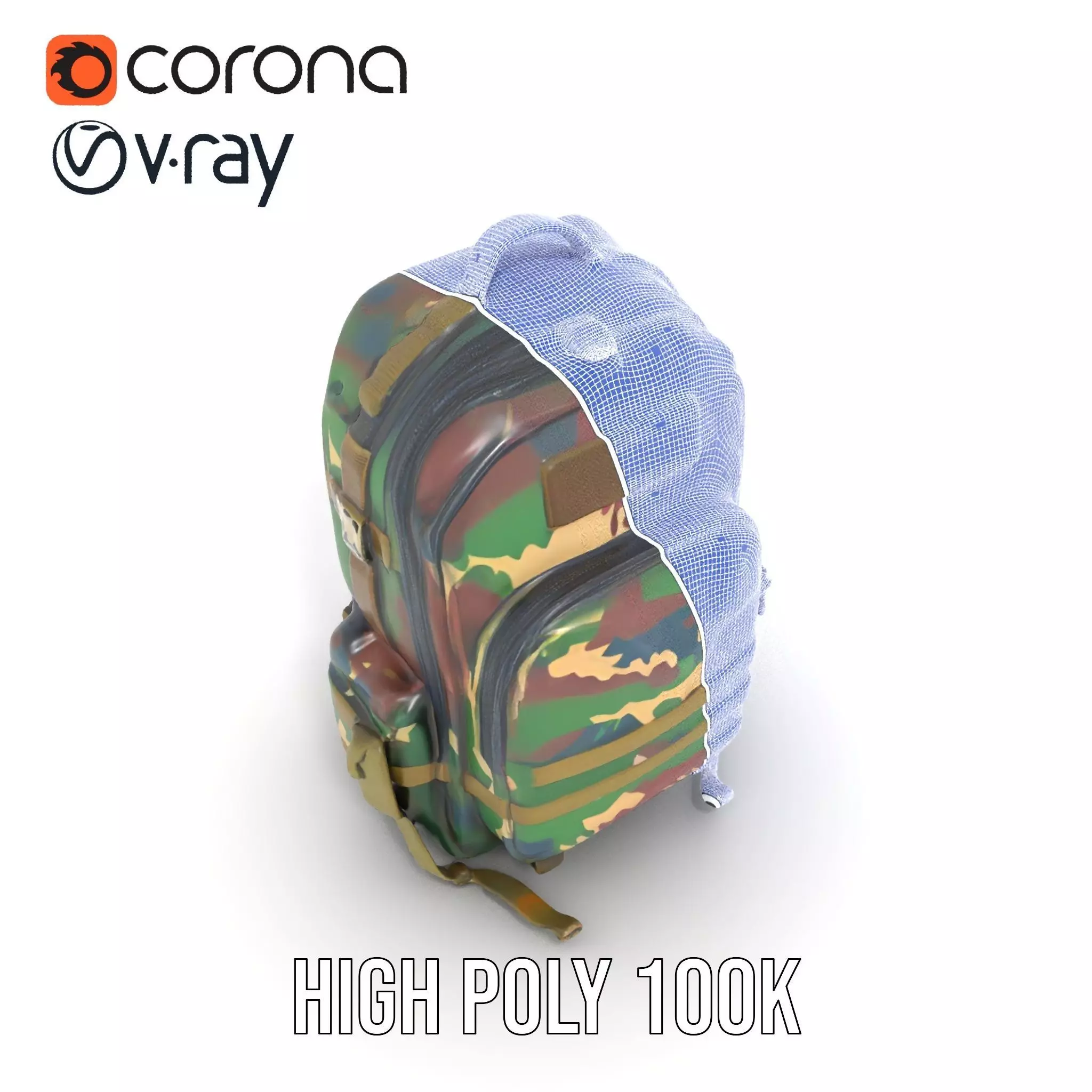 Camo Tactical Backpack model pack Low-poly 3D model_32