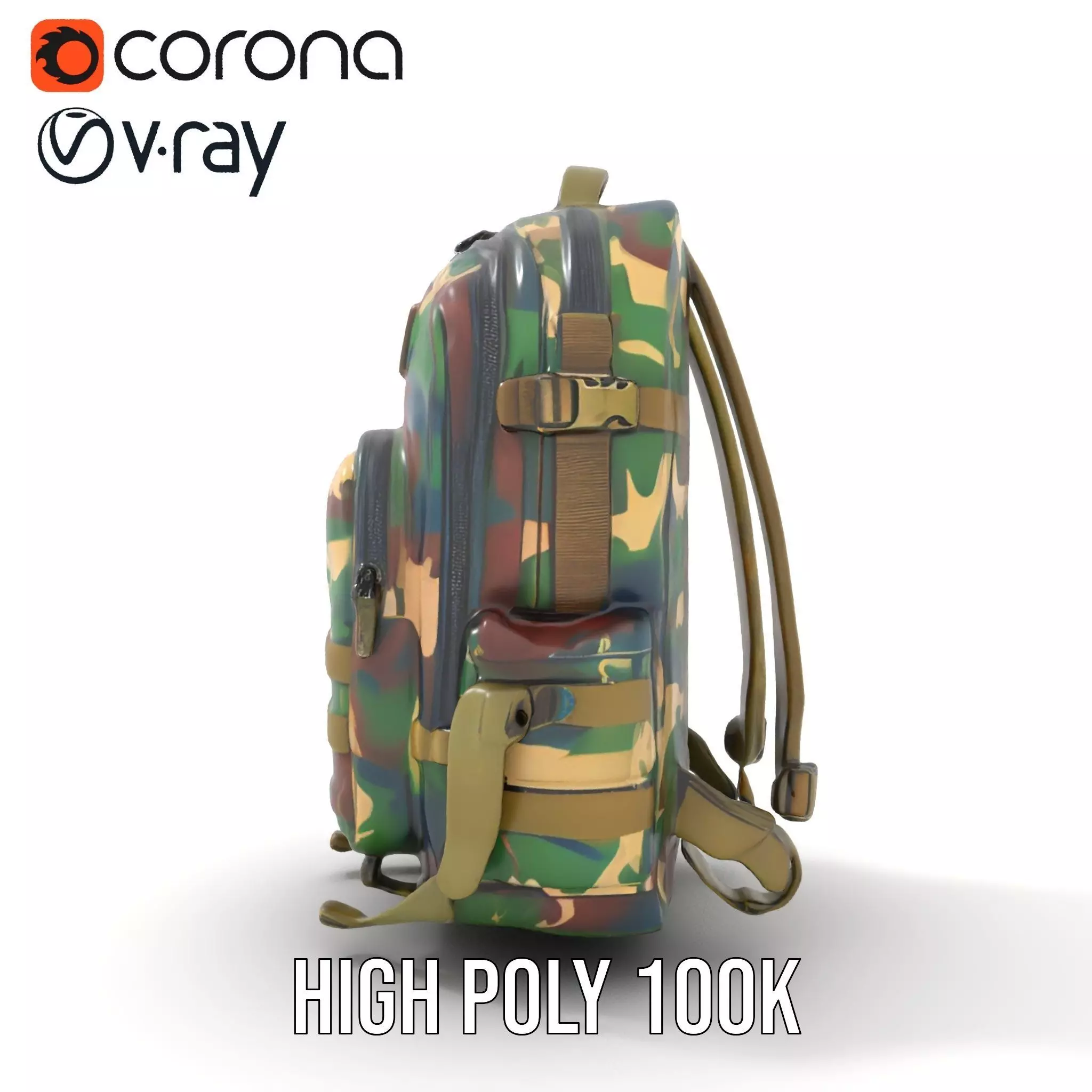 Camo Tactical Backpack model pack Low-poly 3D model_25