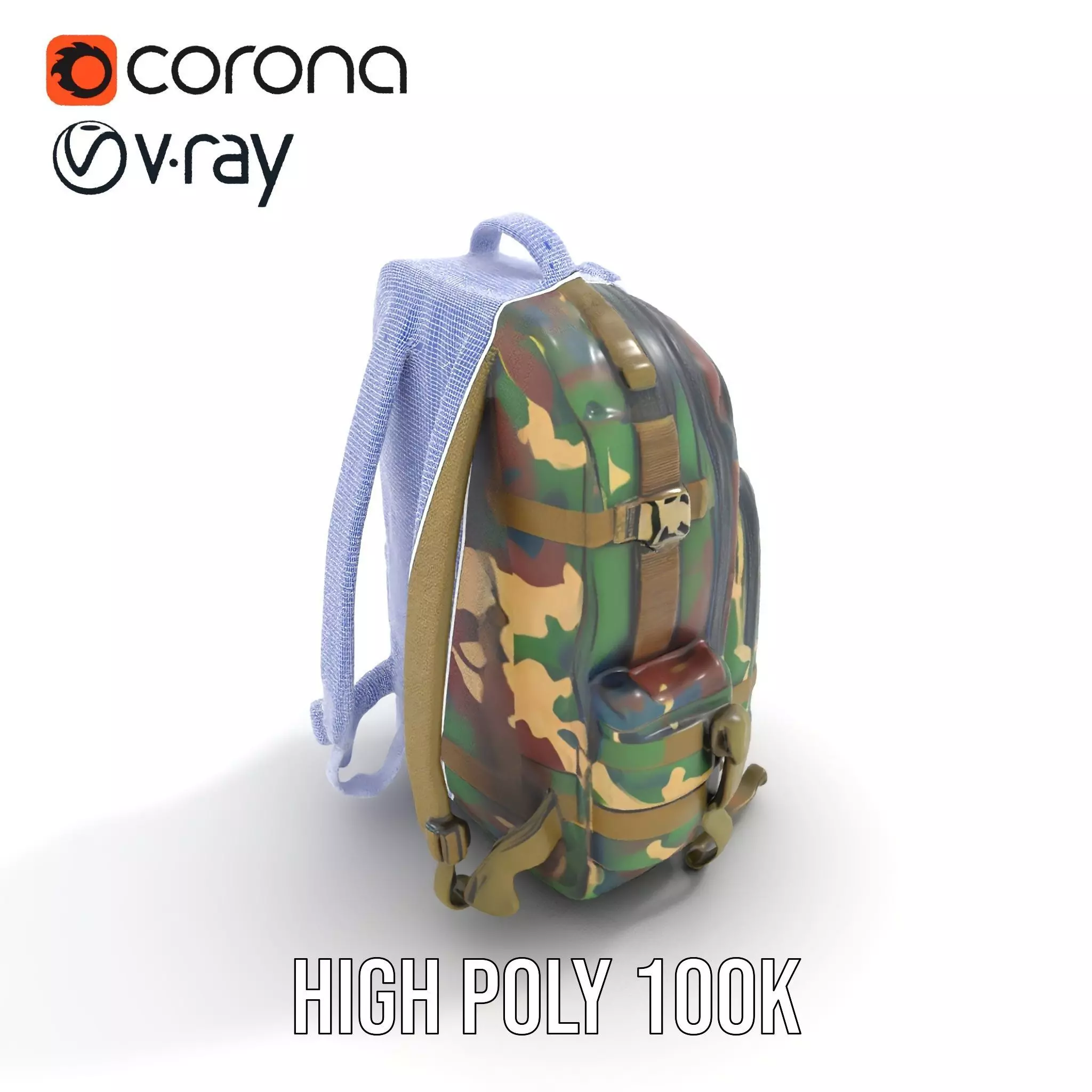 Camo Tactical Backpack model pack Low-poly 3D model_33
