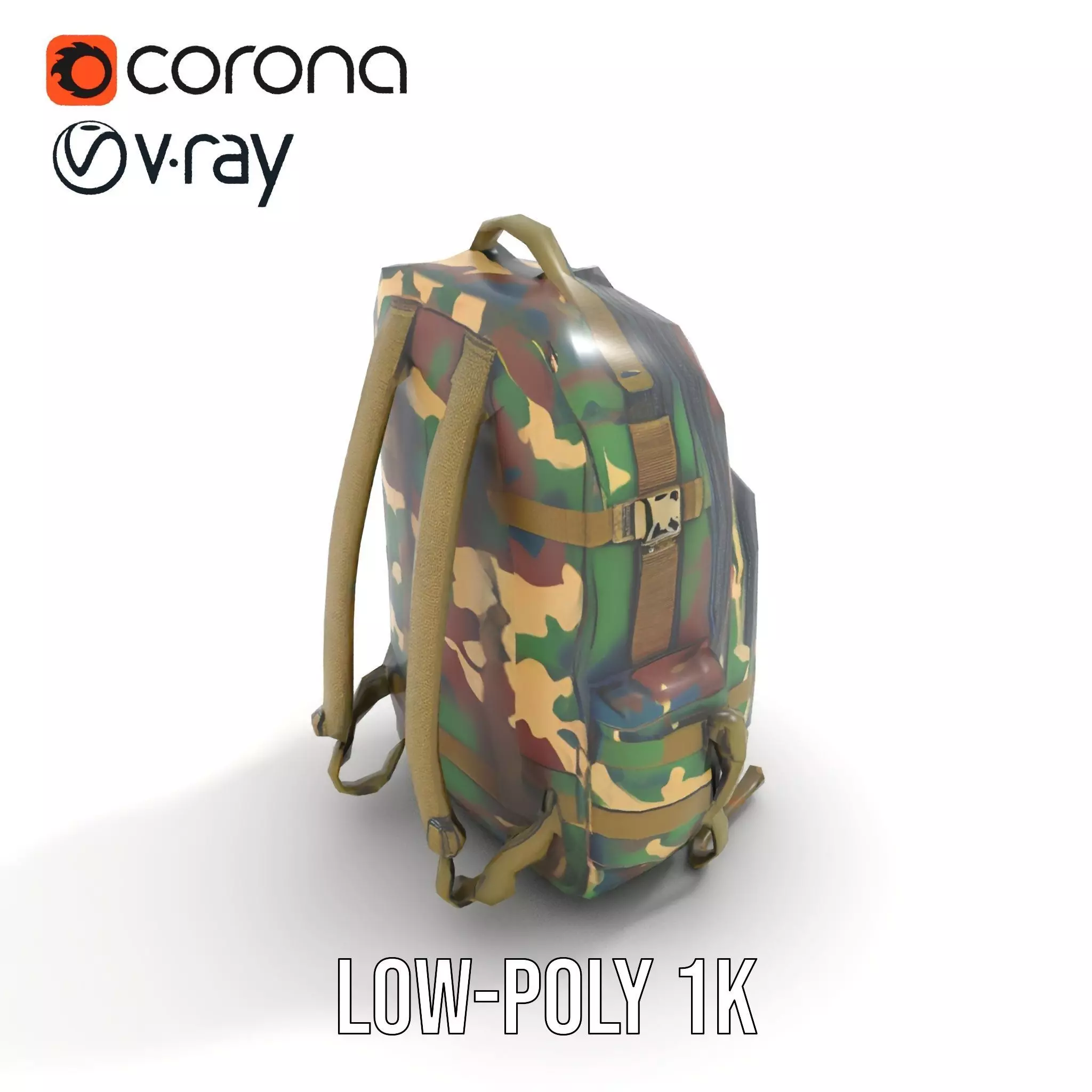 Camo Tactical Backpack model pack Low-poly 3D model_7