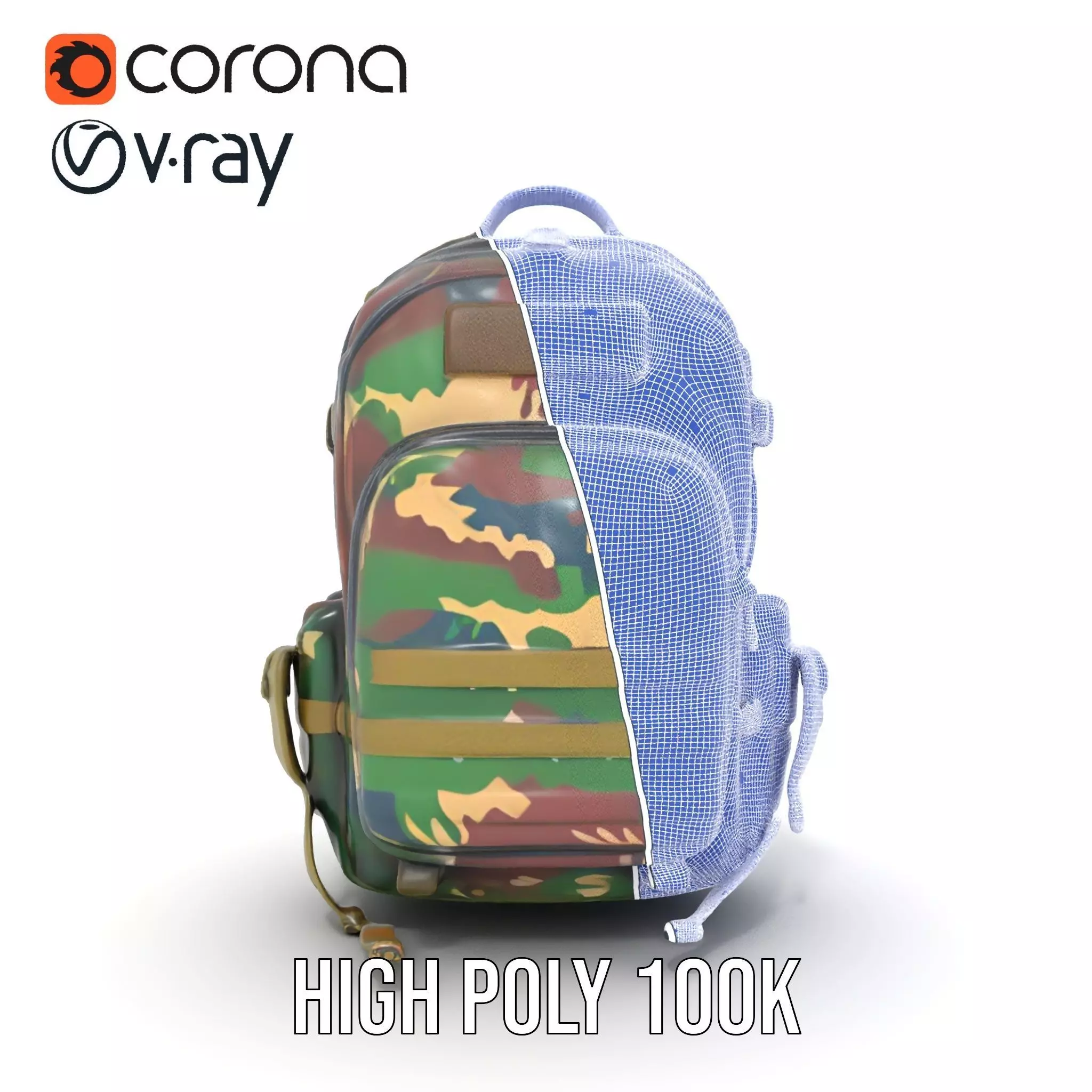 Camo Tactical Backpack model pack Low-poly 3D model_31