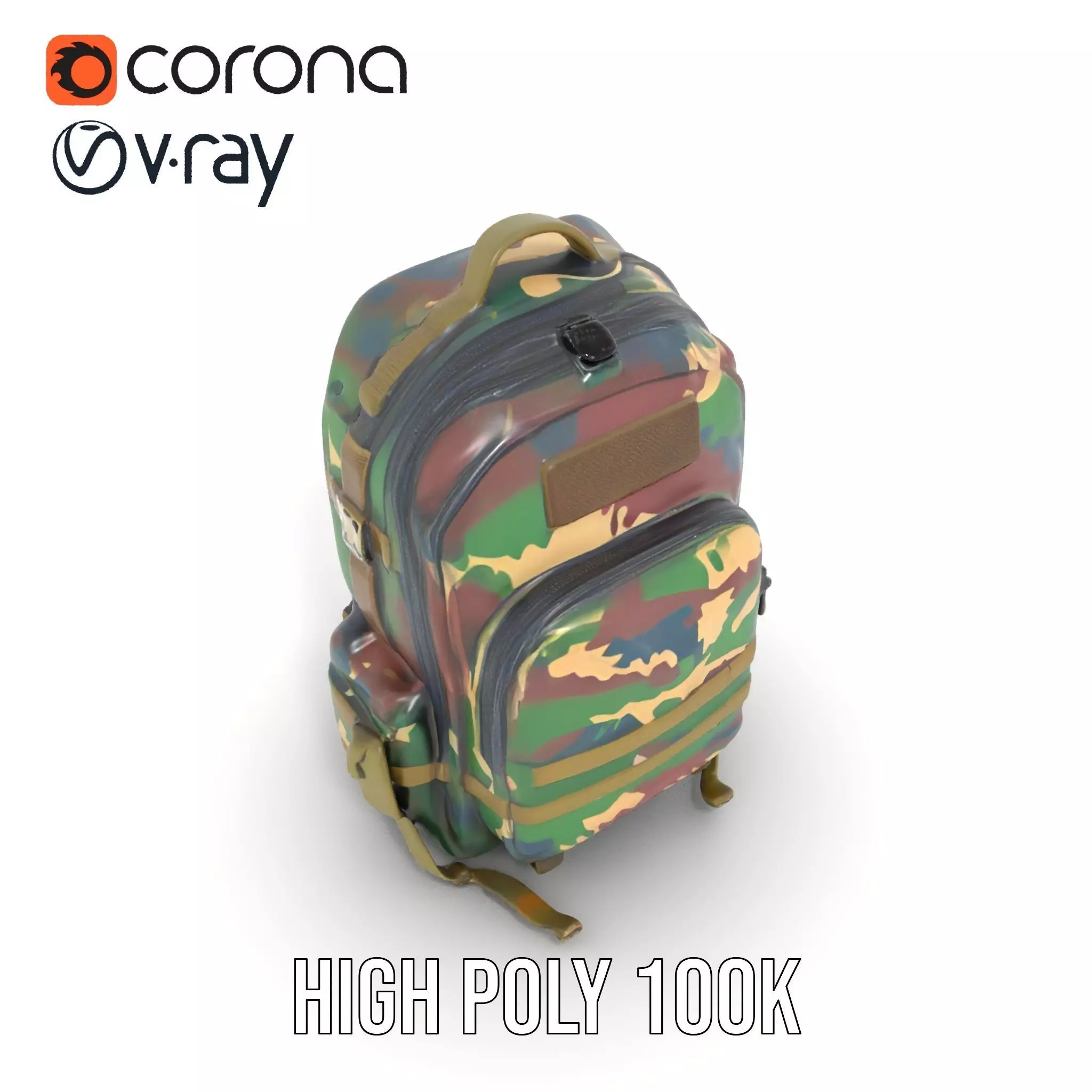 Camo Tactical Backpack model pack Low-poly 3D model_15