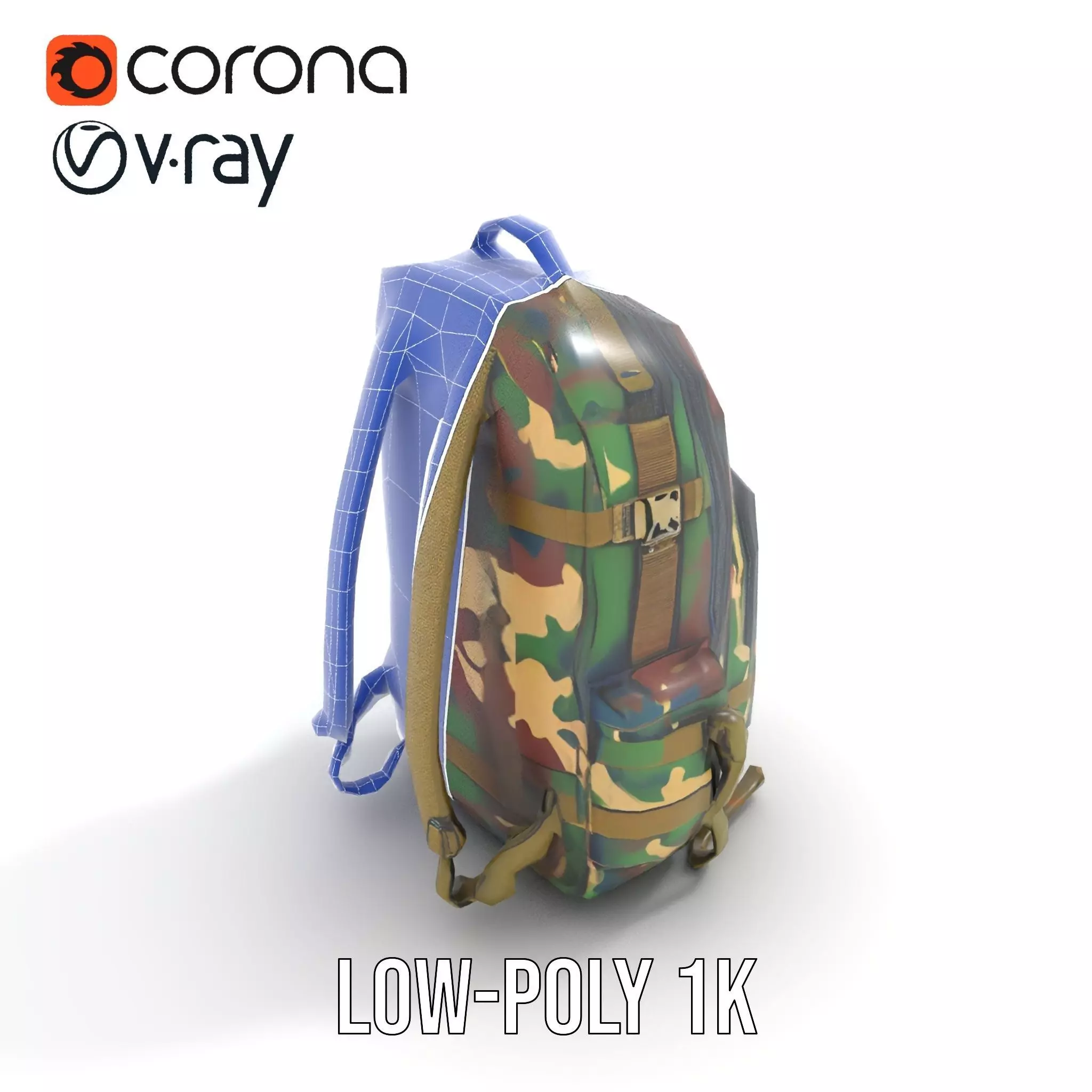 Camo Tactical Backpack model pack Low-poly 3D model_21