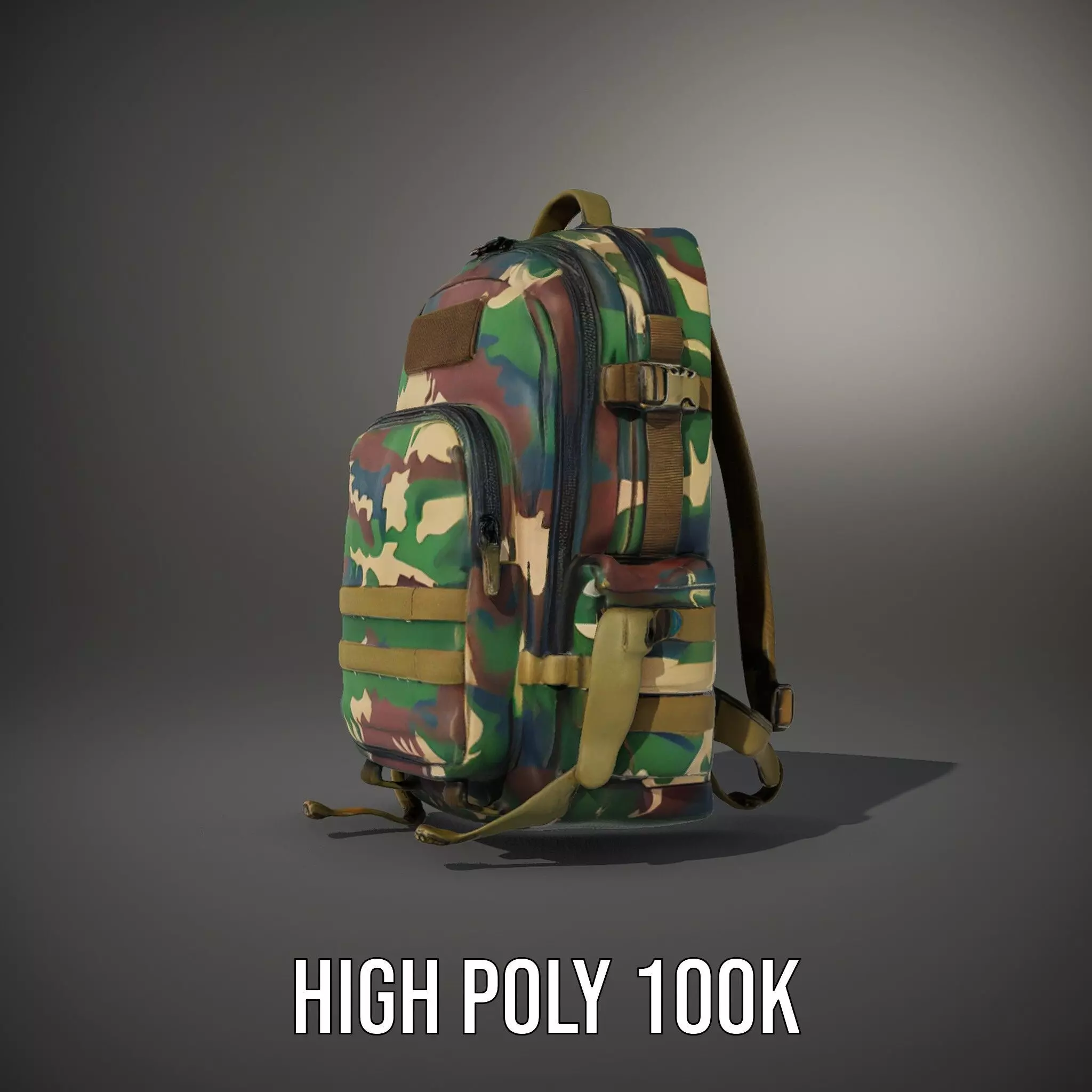 Camo Tactical Backpack model pack Low-poly 3D model_10