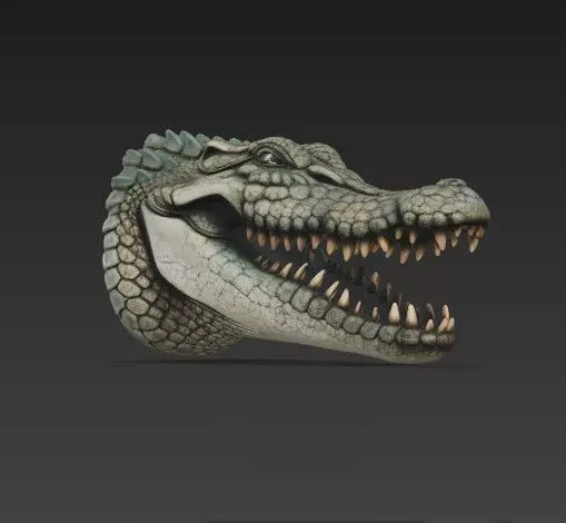 Realistic Crocodile Alligator Head Wall Mount 3D print model_14