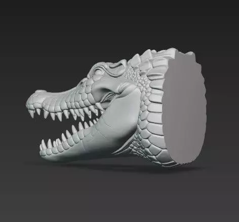 Realistic Crocodile Alligator Head Wall Mount 3D print model_27