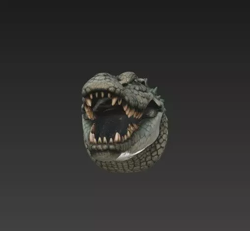 Realistic Crocodile Alligator Head Wall Mount 3D print model_12