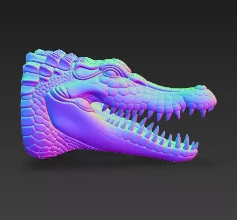 Realistic Crocodile Alligator Head Wall Mount 3D print model_7