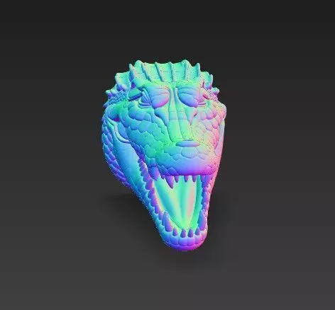 Realistic Crocodile Alligator Head Wall Mount 3D print model_5