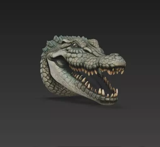 Realistic Crocodile Alligator Head Wall Mount 3D print model_15
