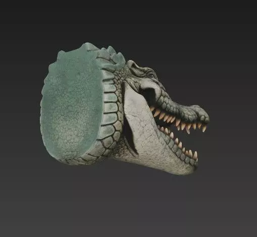Realistic Crocodile Alligator Head Wall Mount 3D print model_17