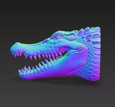 Realistic Crocodile Alligator Head Wall Mount 3D print model_11