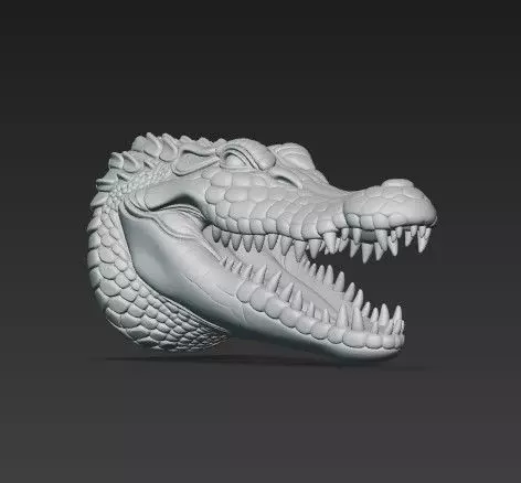 Realistic Crocodile Alligator Head Wall Mount 3D print model_23