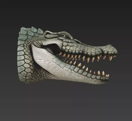 Realistic Crocodile Alligator Head Wall Mount 3D print model_16