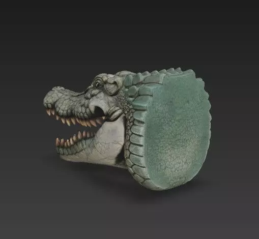 Realistic Crocodile Alligator Head Wall Mount 3D print model_19