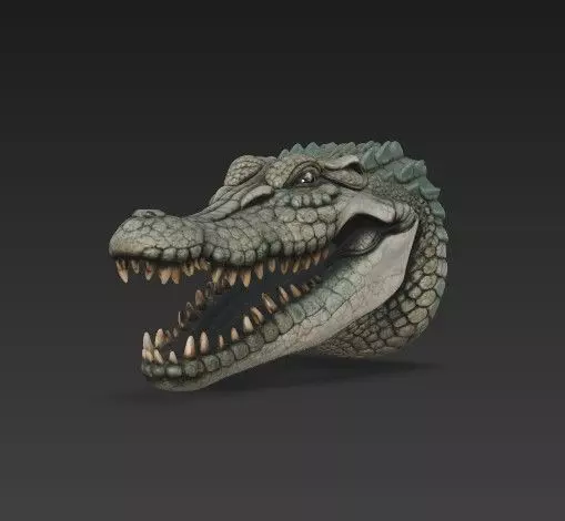 Realistic Crocodile Alligator Head Wall Mount 3D print model_1
