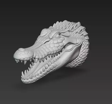 Realistic Crocodile Alligator Head Wall Mount 3D print model_3