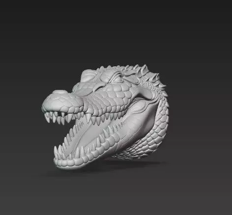 Realistic Crocodile Alligator Head Wall Mount 3D print model_21