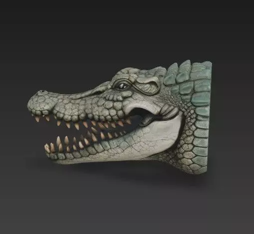Realistic Crocodile Alligator Head Wall Mount 3D print model_20