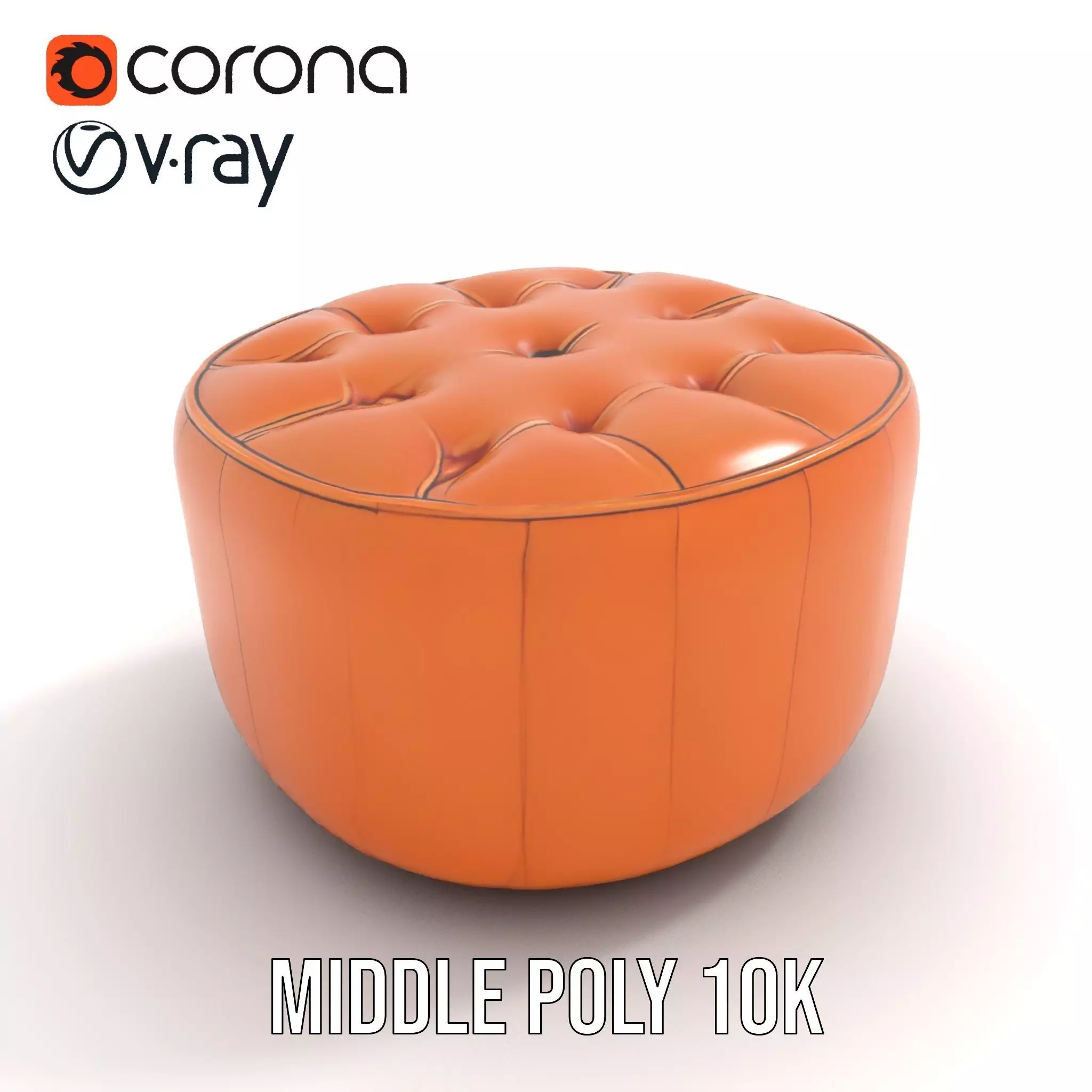 Leather Ottoman model pack Low-poly 3D model_6