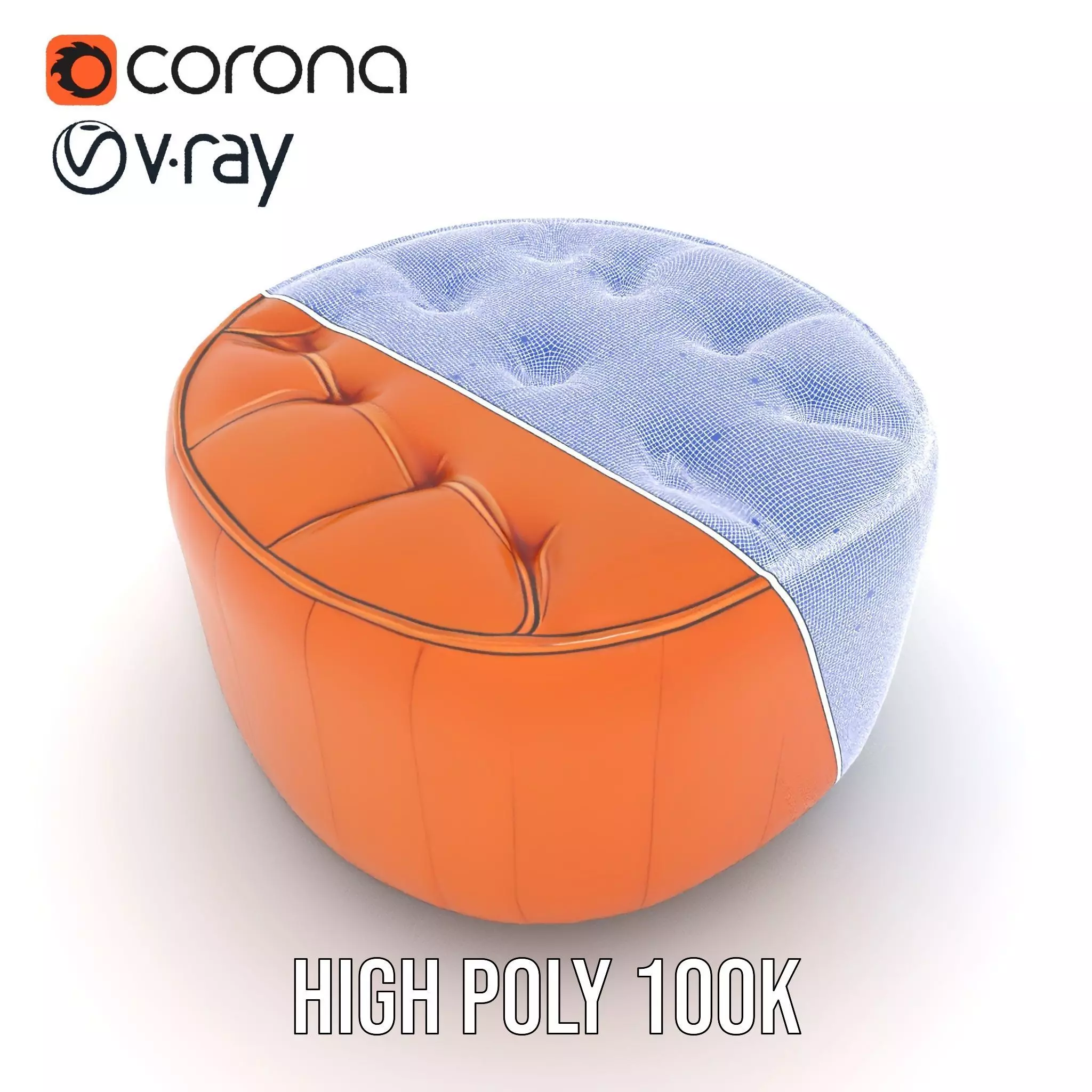 Leather Ottoman model pack Low-poly 3D model_33