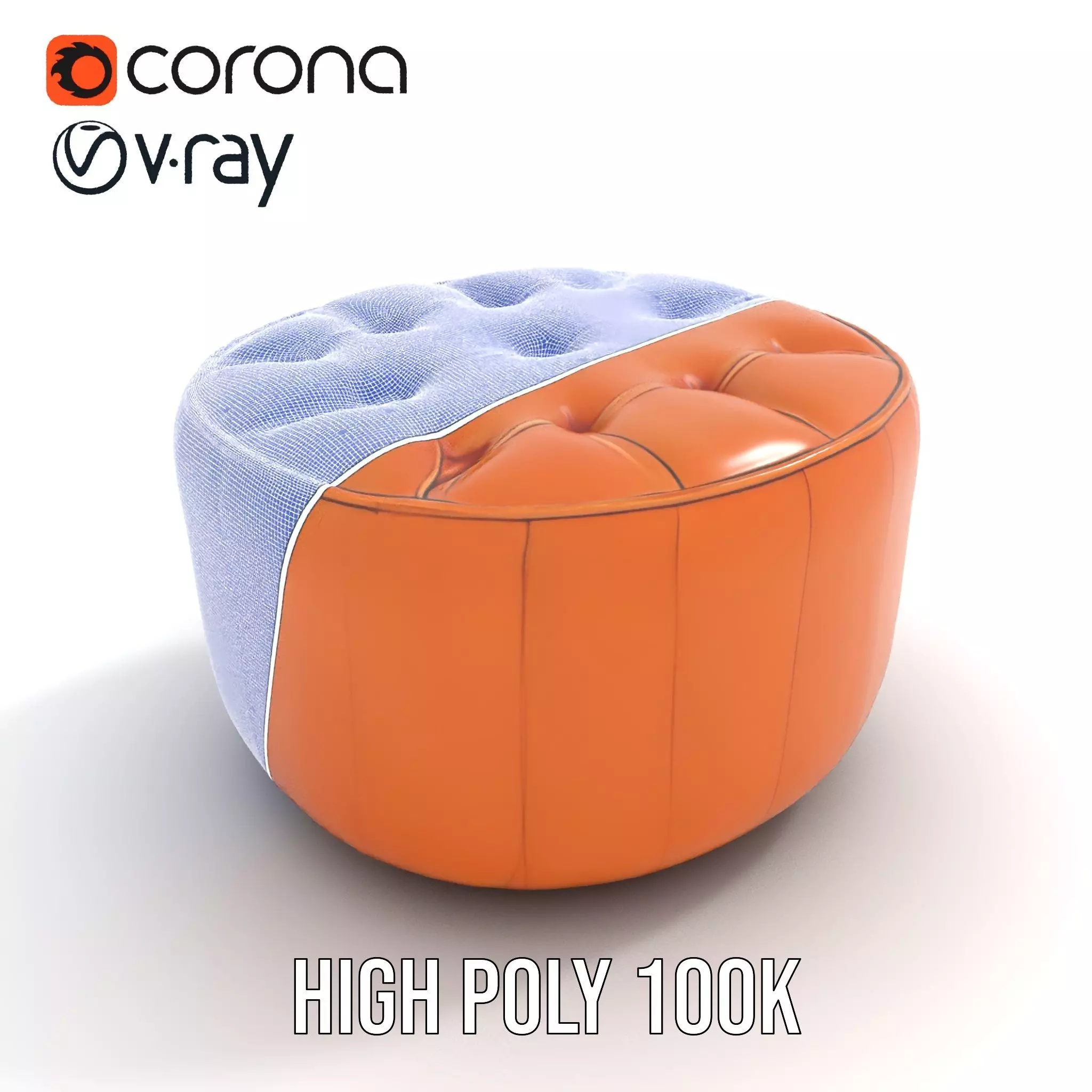 Leather Ottoman model pack Low-poly 3D model_20