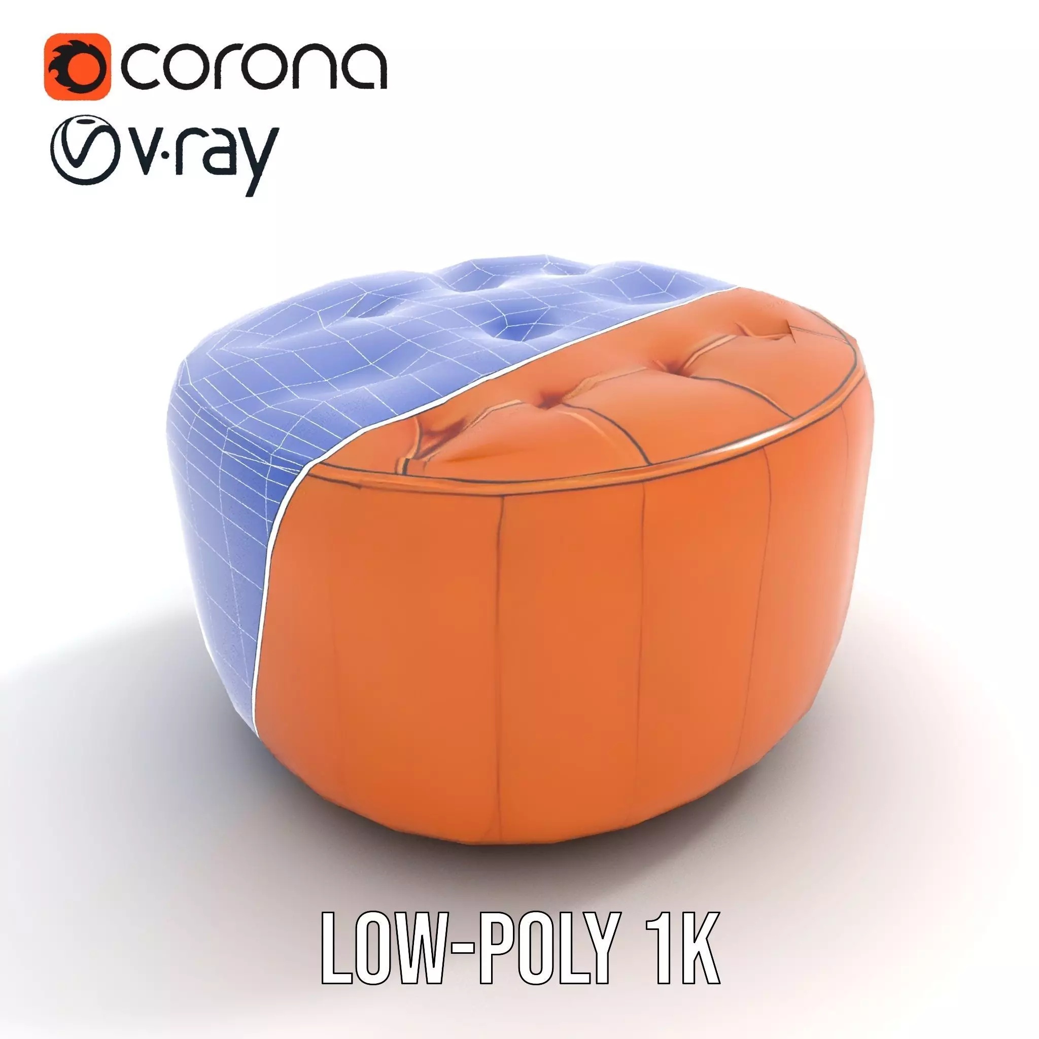 Leather Ottoman model pack Low-poly 3D model_19