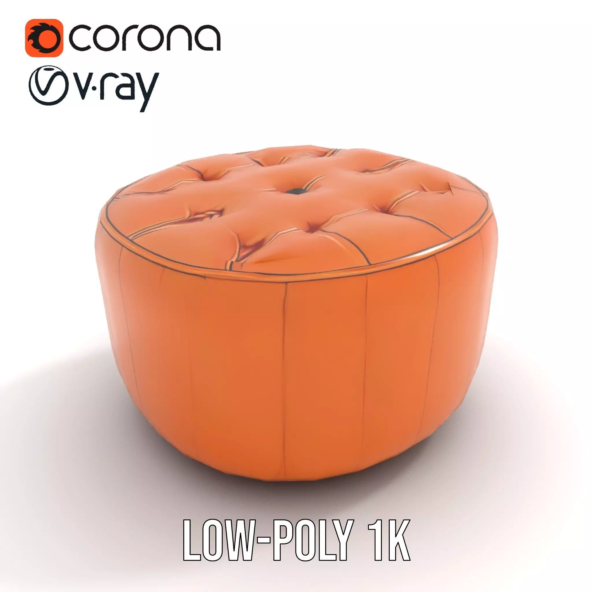 Leather Ottoman model pack Low-poly 3D model_12