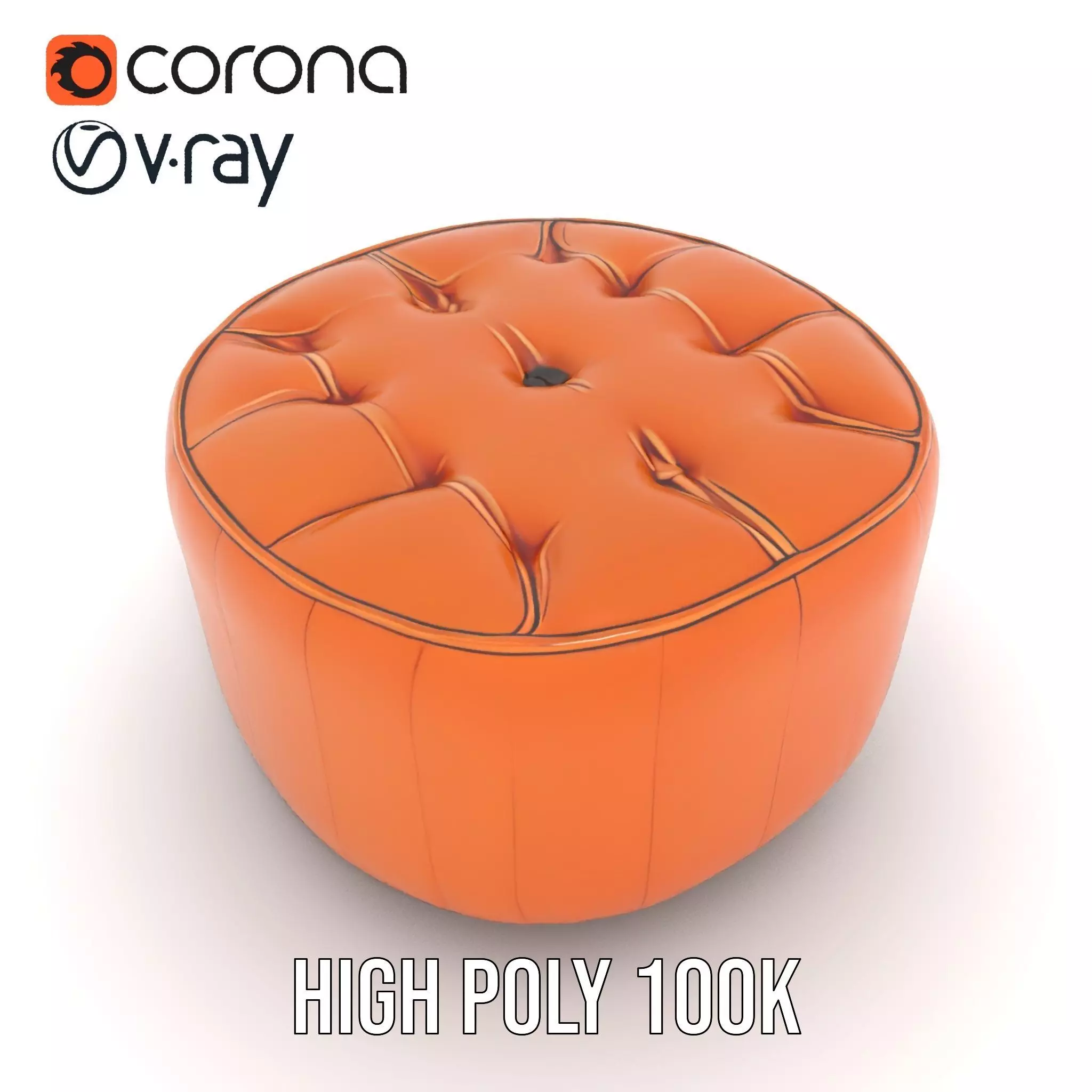 Leather Ottoman model pack Low-poly 3D model_17