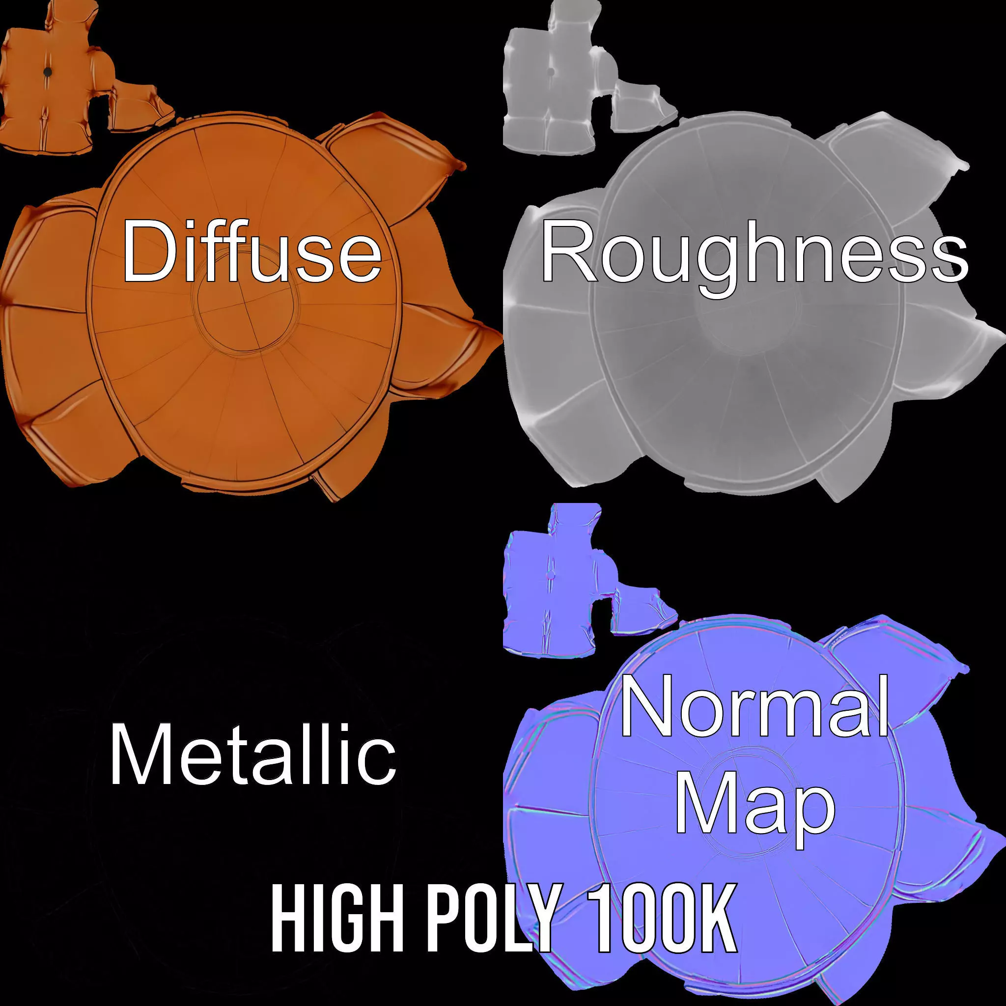 Leather Ottoman model pack Low-poly 3D model_3