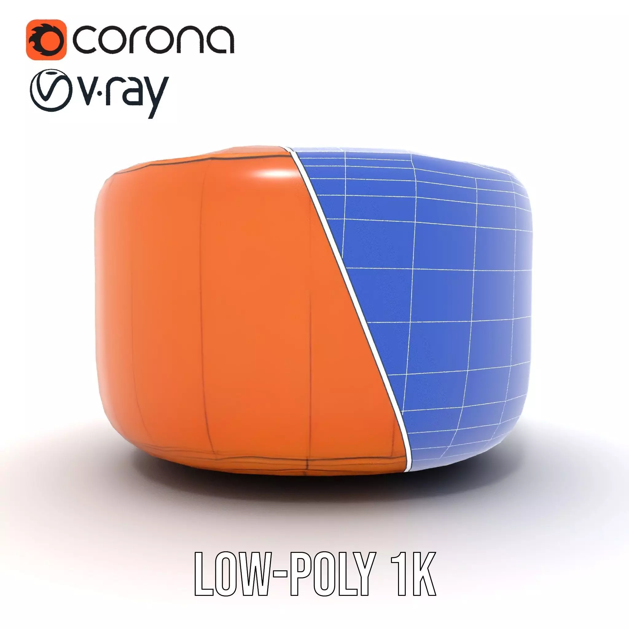 Leather Ottoman model pack Low-poly 3D model_30