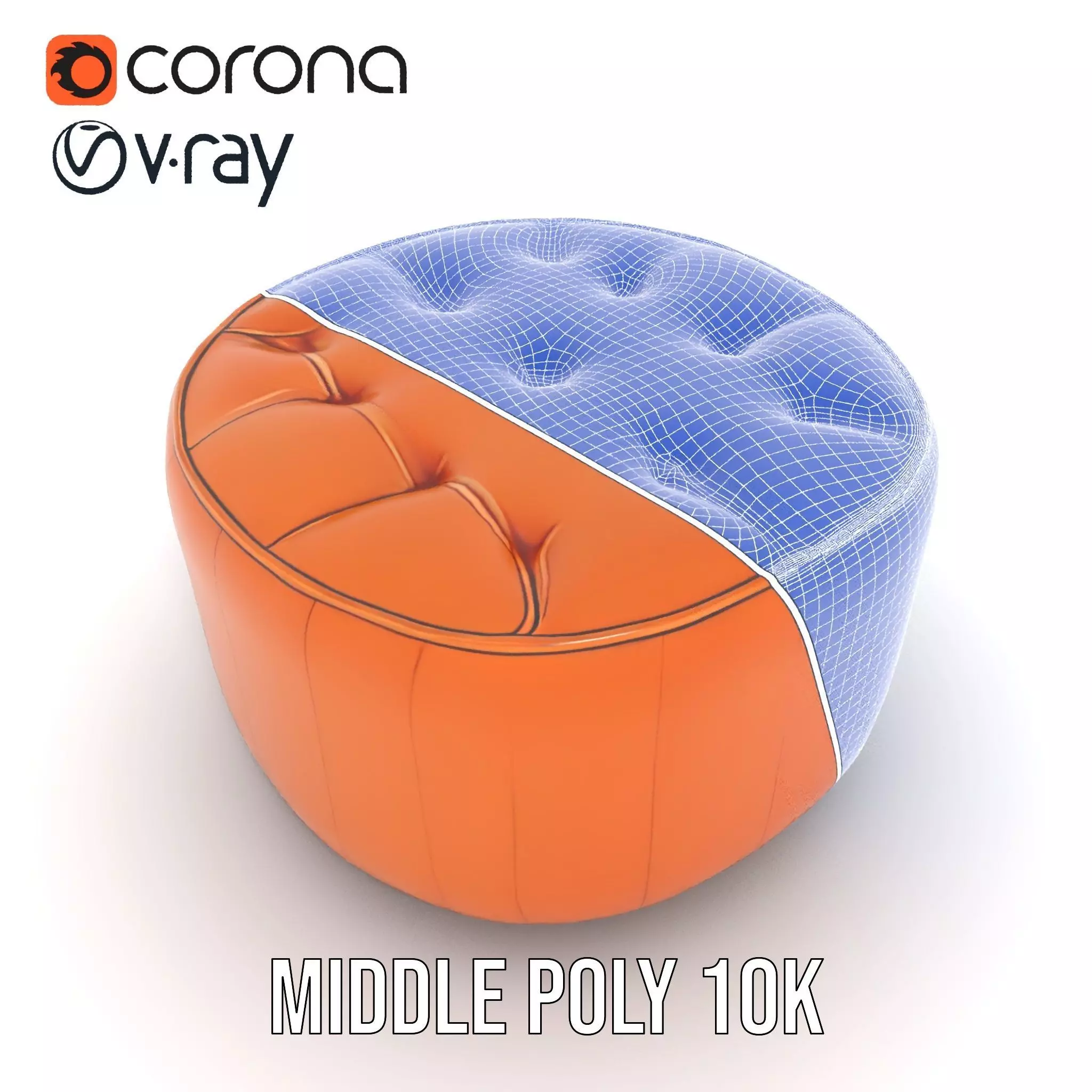 Leather Ottoman model pack Low-poly 3D model_24