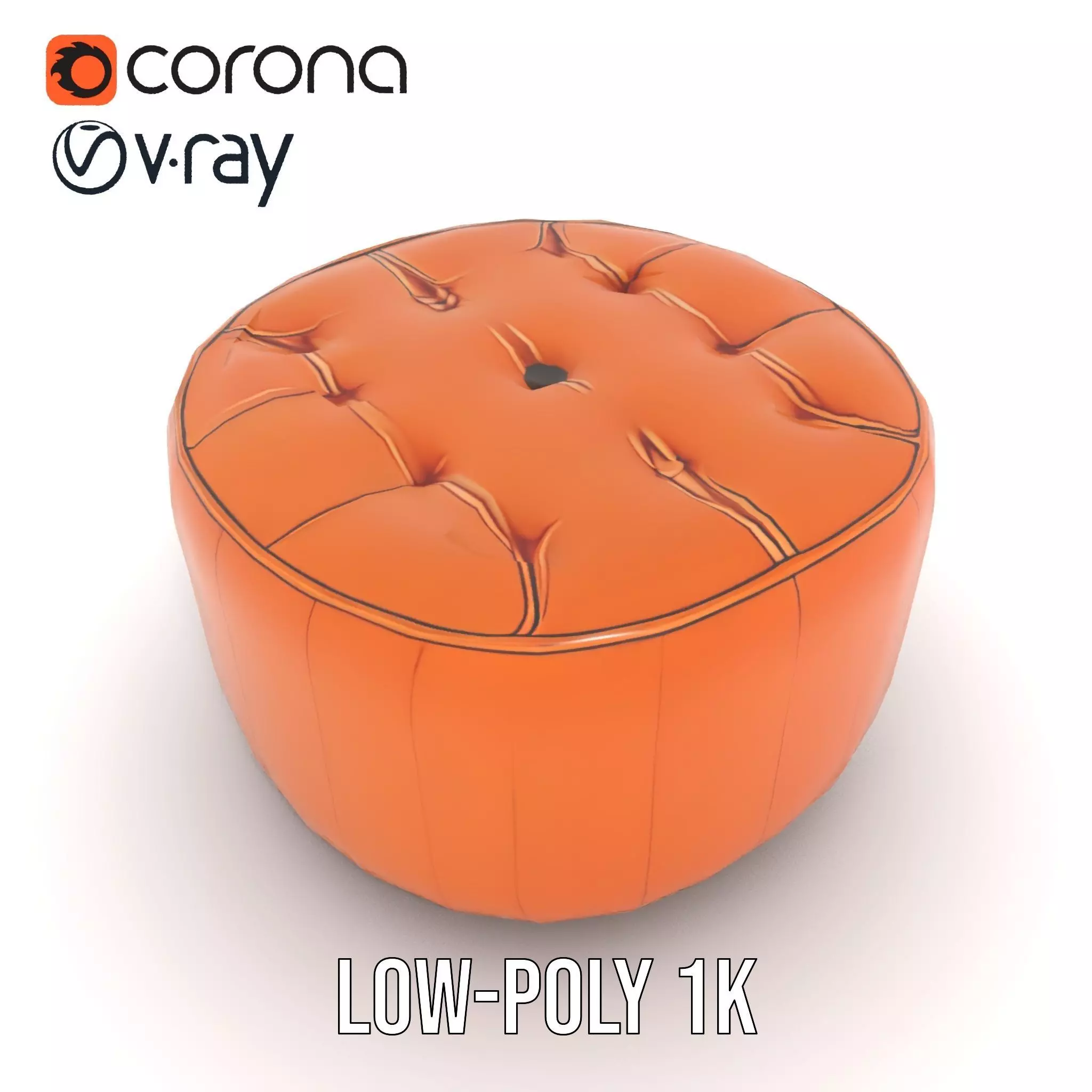 Leather Ottoman model pack Low-poly 3D model_9