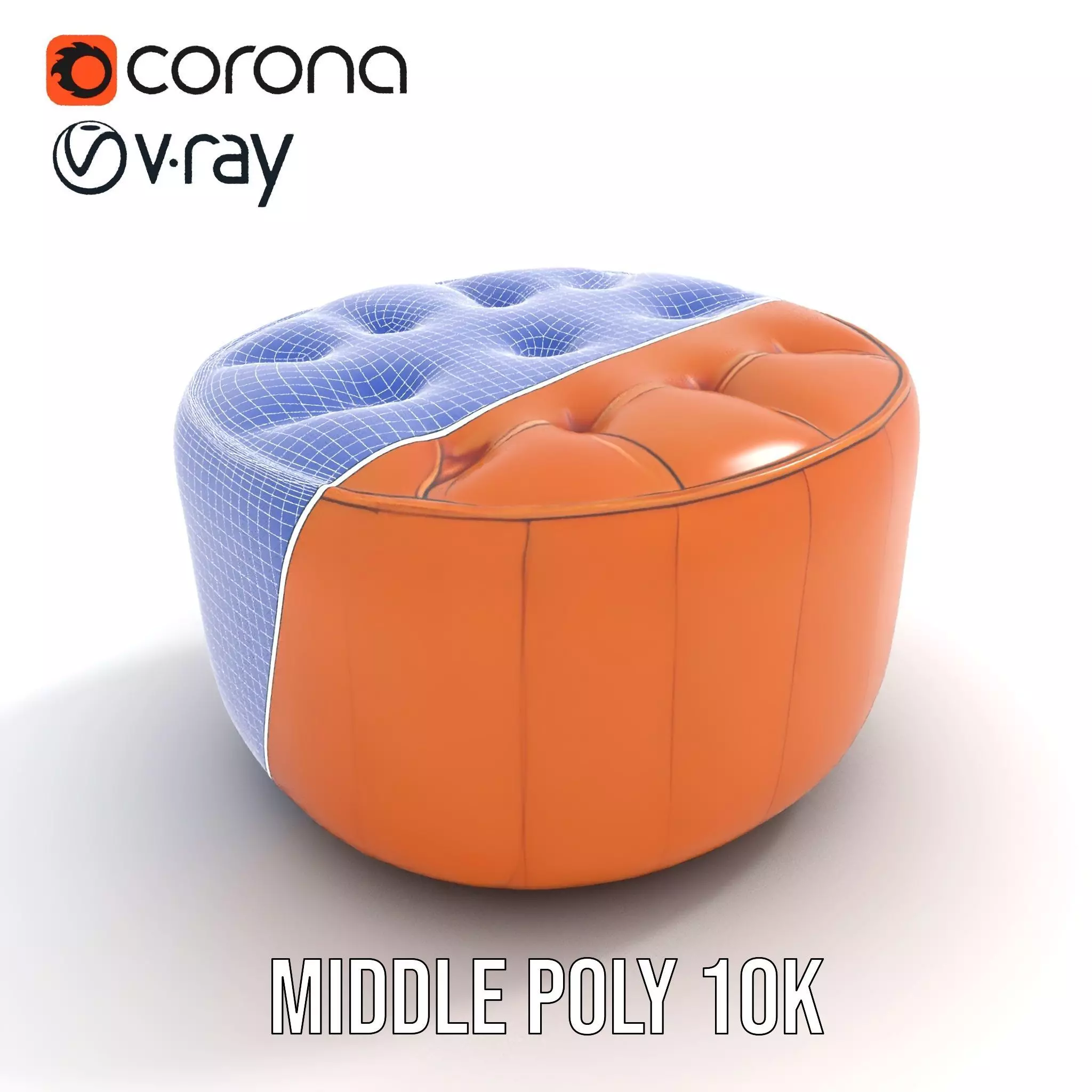 Leather Ottoman model pack Low-poly 3D model_21