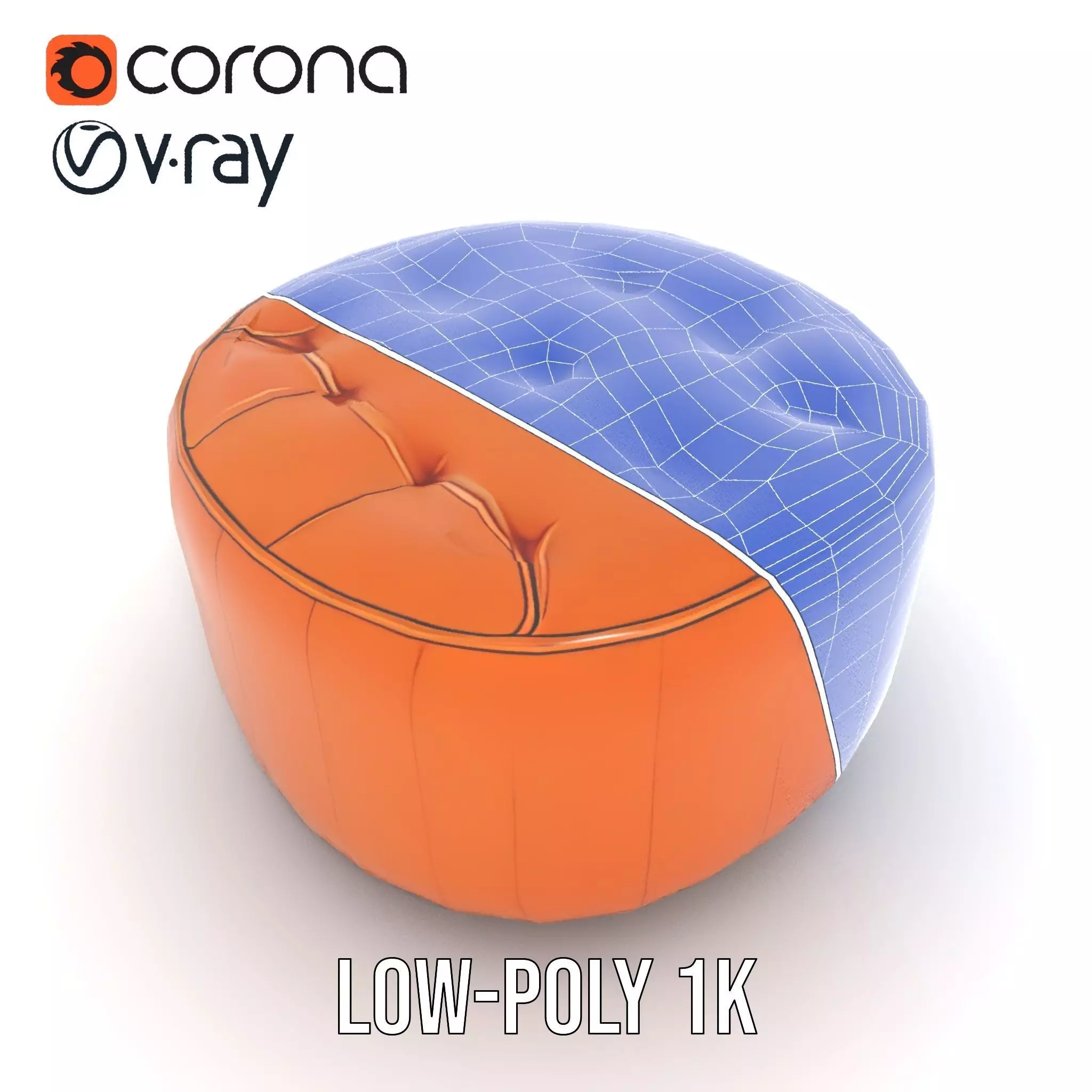 Leather Ottoman model pack Low-poly 3D model_28