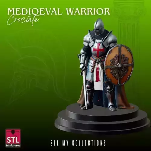 Medieval Crusader Warrior STL Detailed Armored
