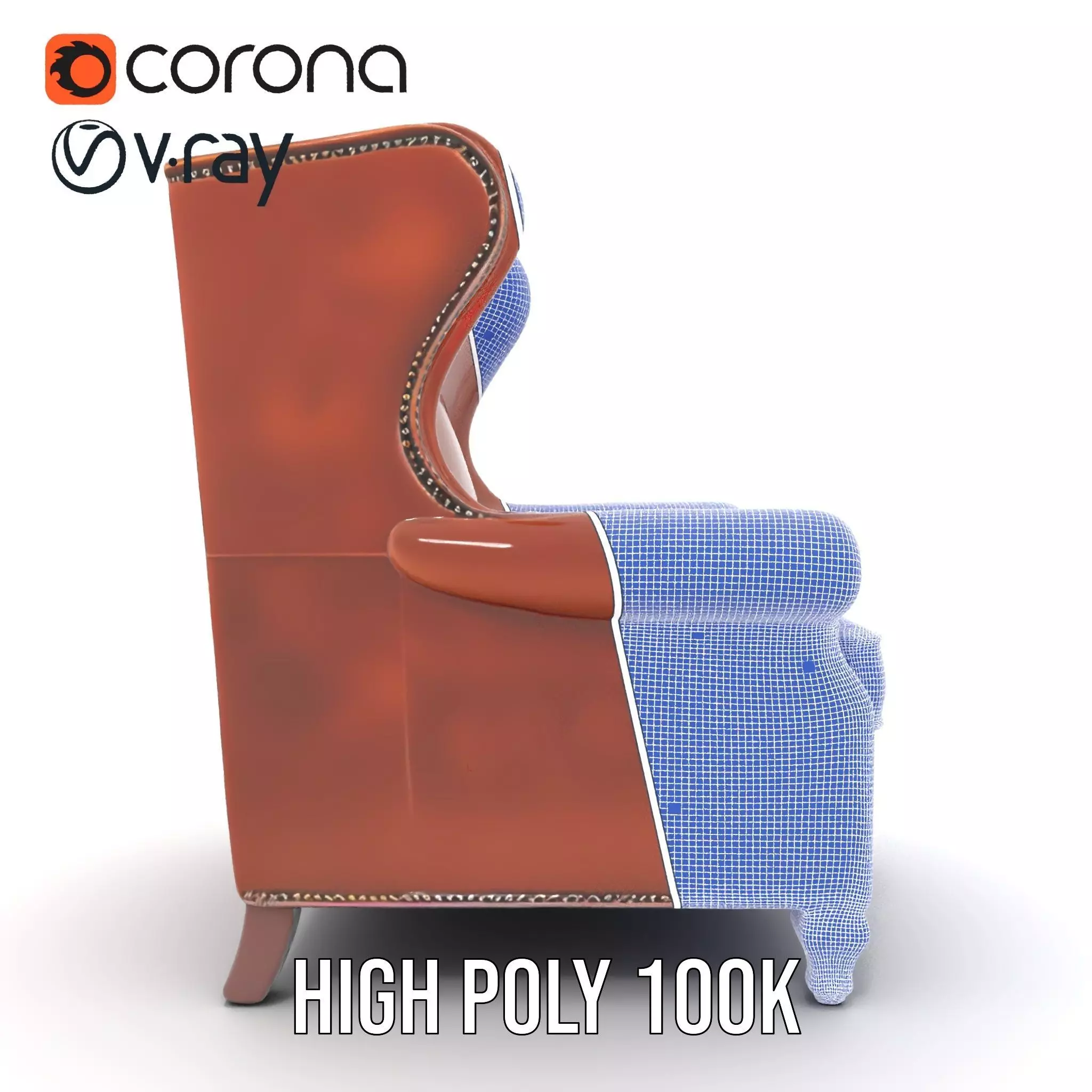 Elegant Leather Armchair model pack Low-poly 3D model_34