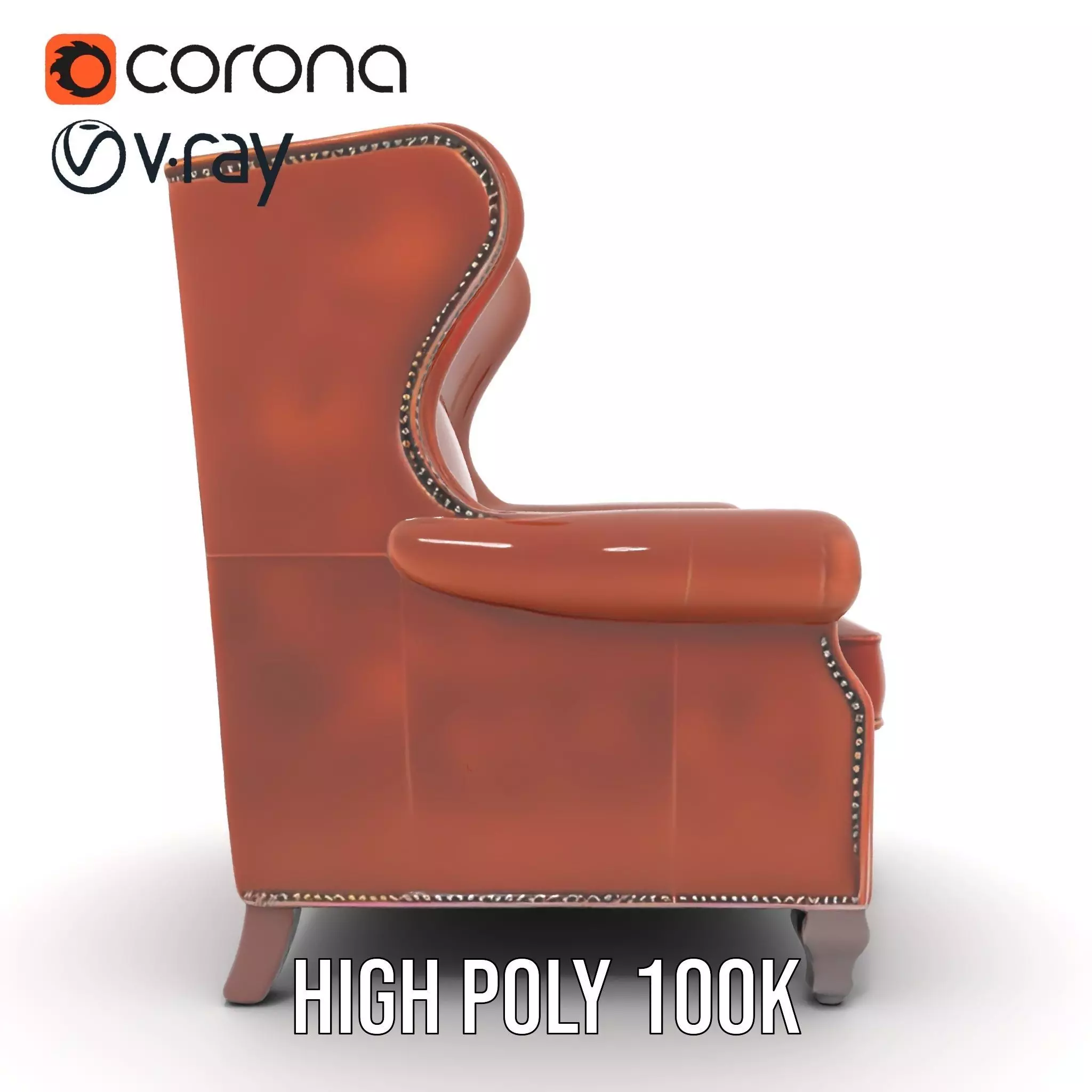 Elegant Leather Armchair model pack Low-poly 3D model_22