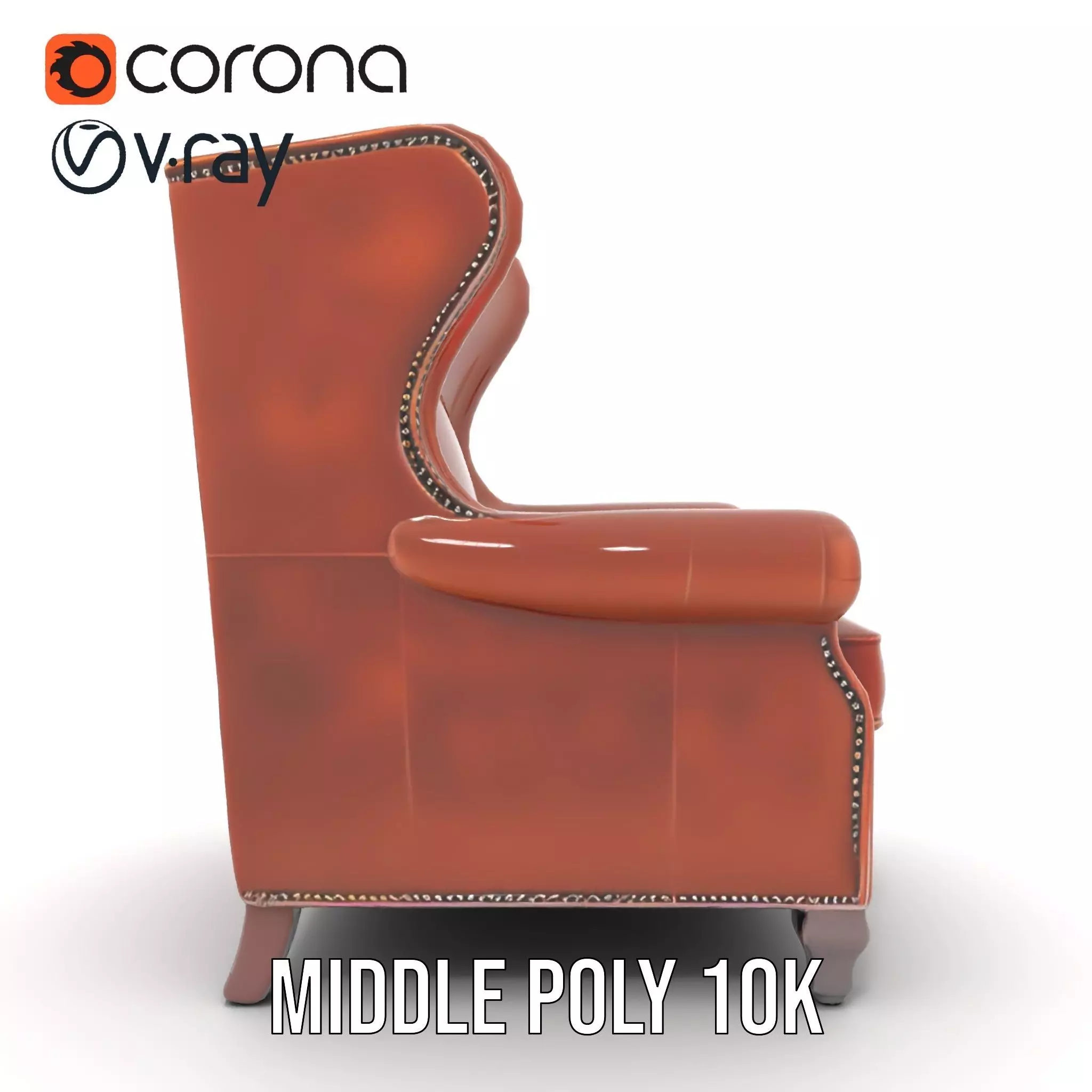 Elegant Leather Armchair model pack Low-poly 3D model_6