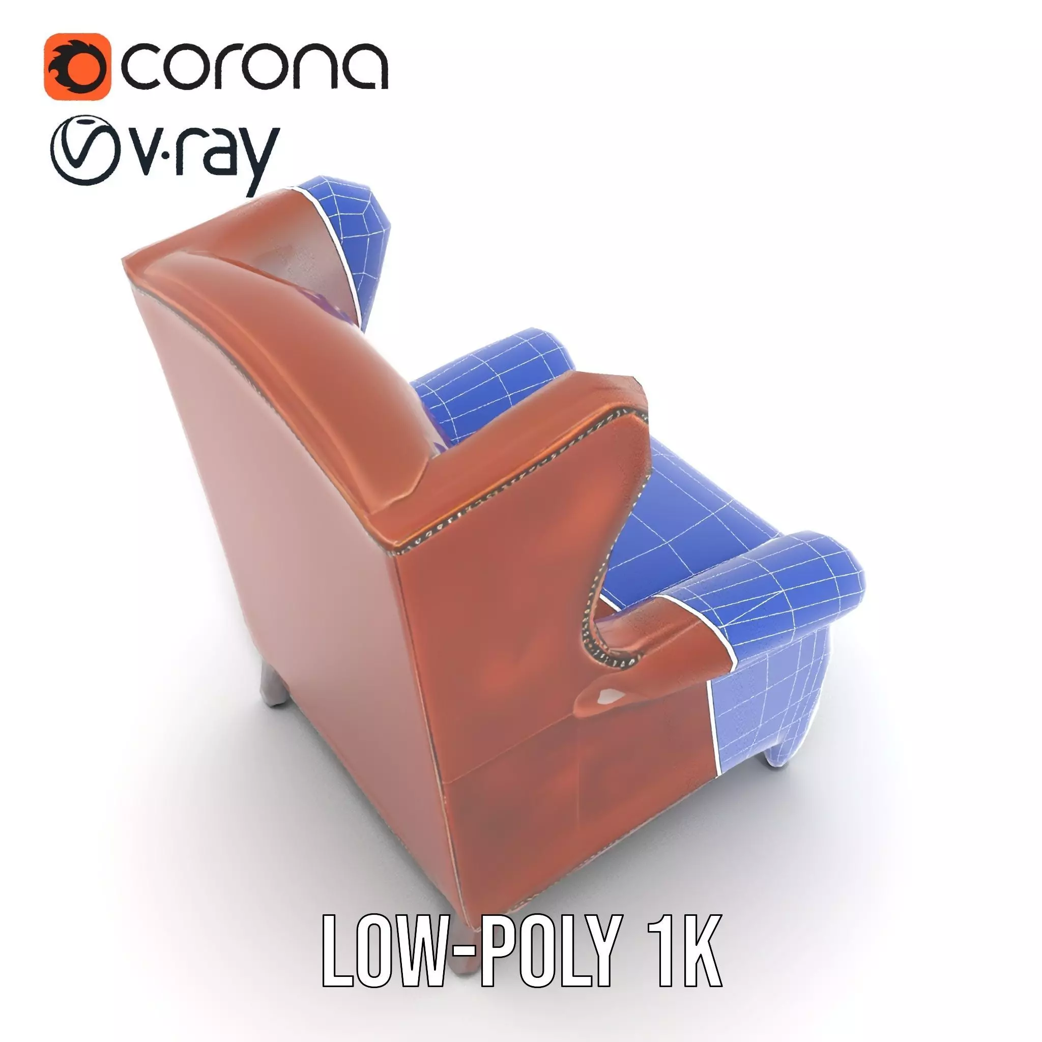 Elegant Leather Armchair model pack Low-poly 3D model_27